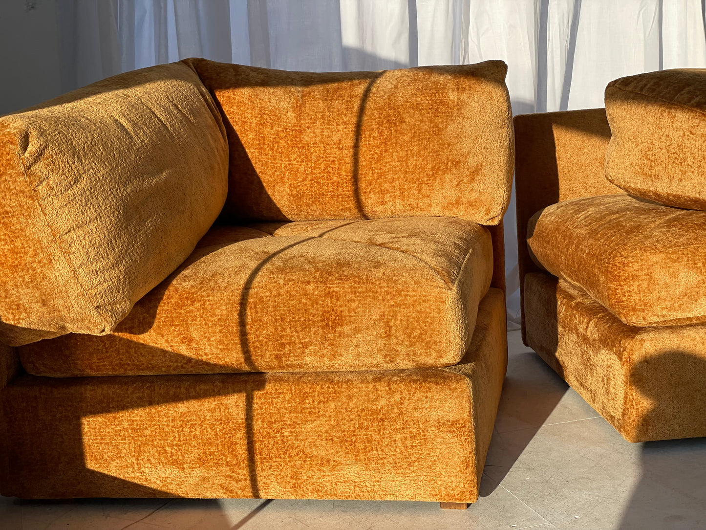 - Burnt Amber Three Piece Modular Sofa