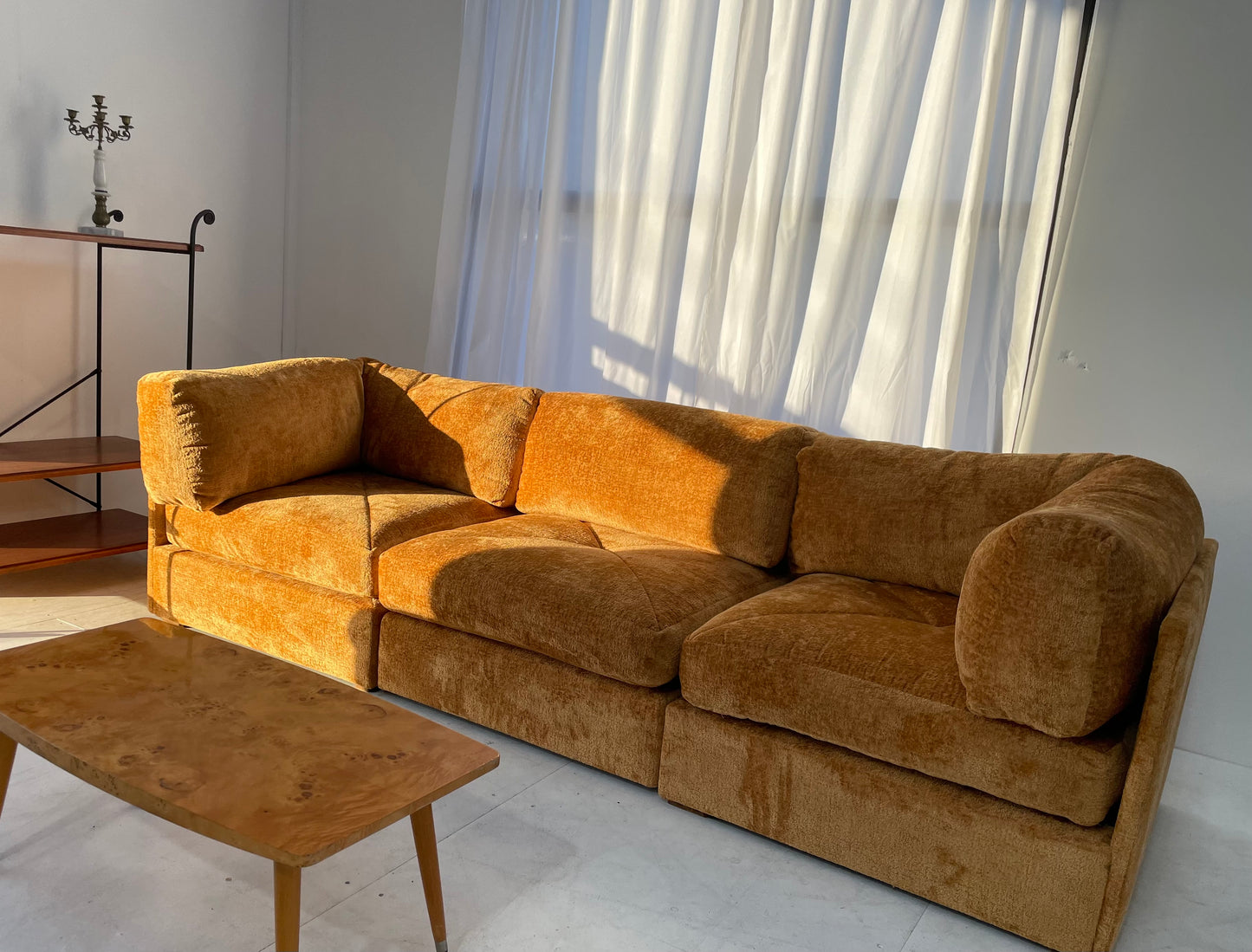 - Burnt Amber Three Piece Modular Sofa