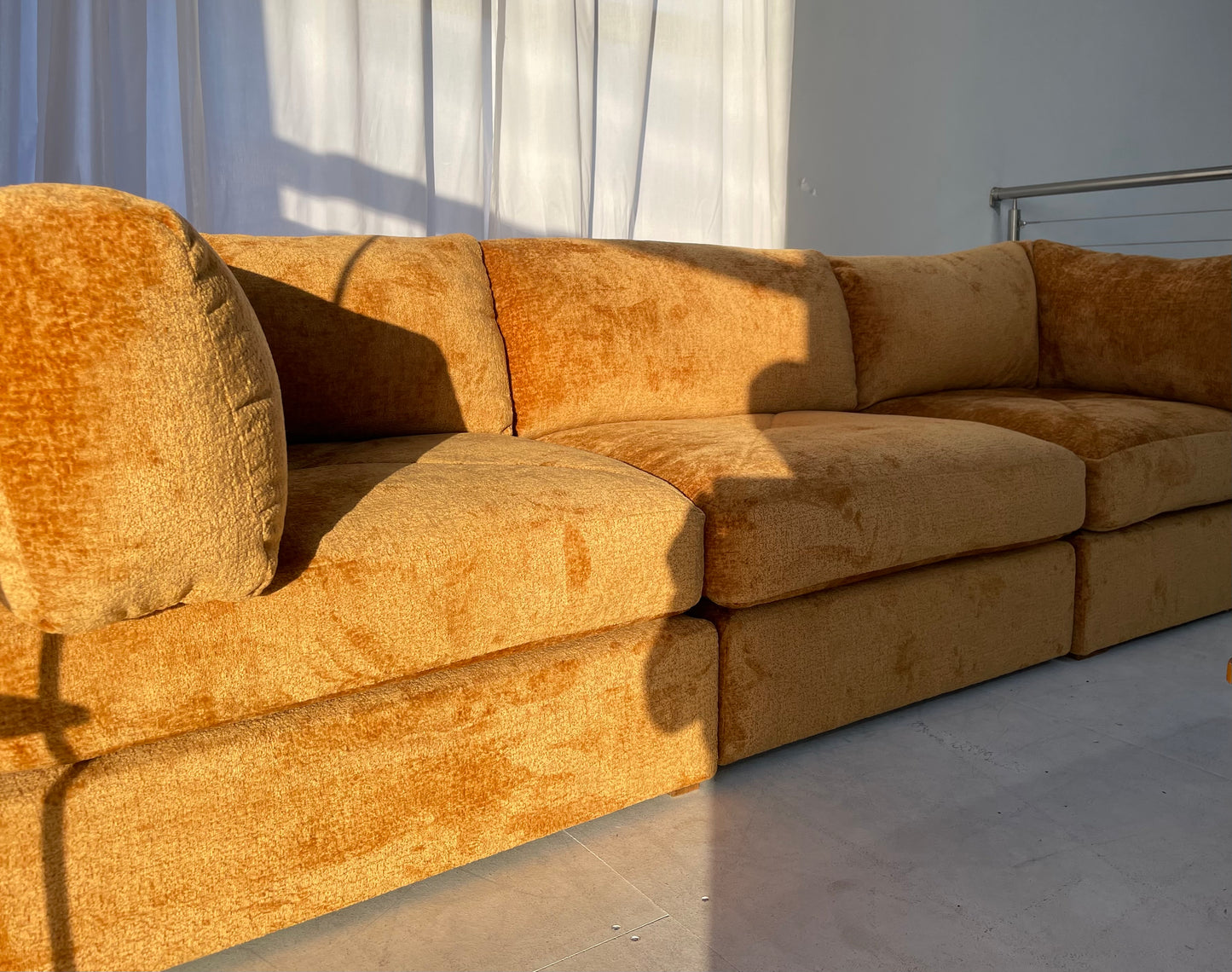 - Burnt Amber Three Piece Modular Sofa