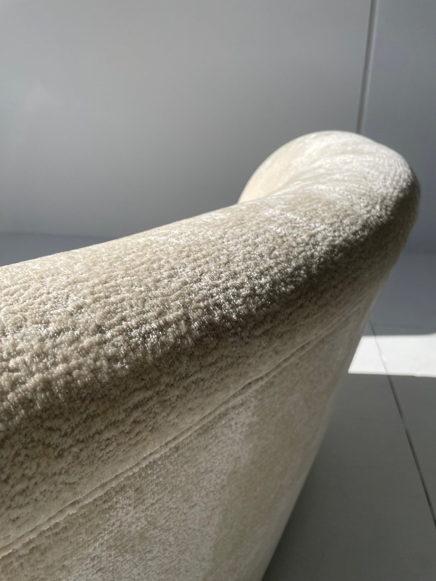 Curved Ivory Chenille Sofa