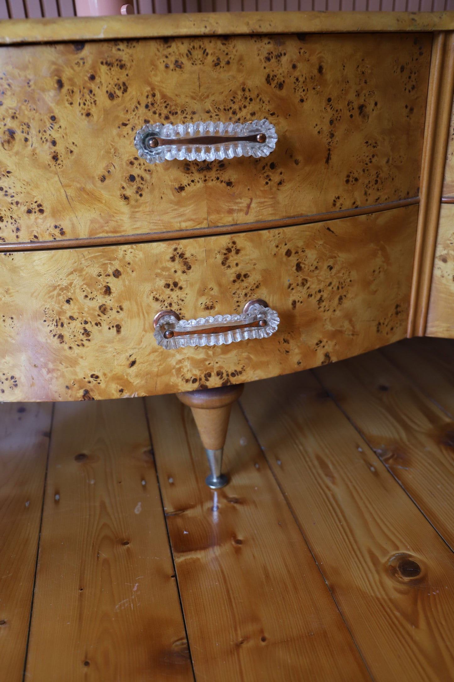 Burl Veneer Low Line Deco Dresser