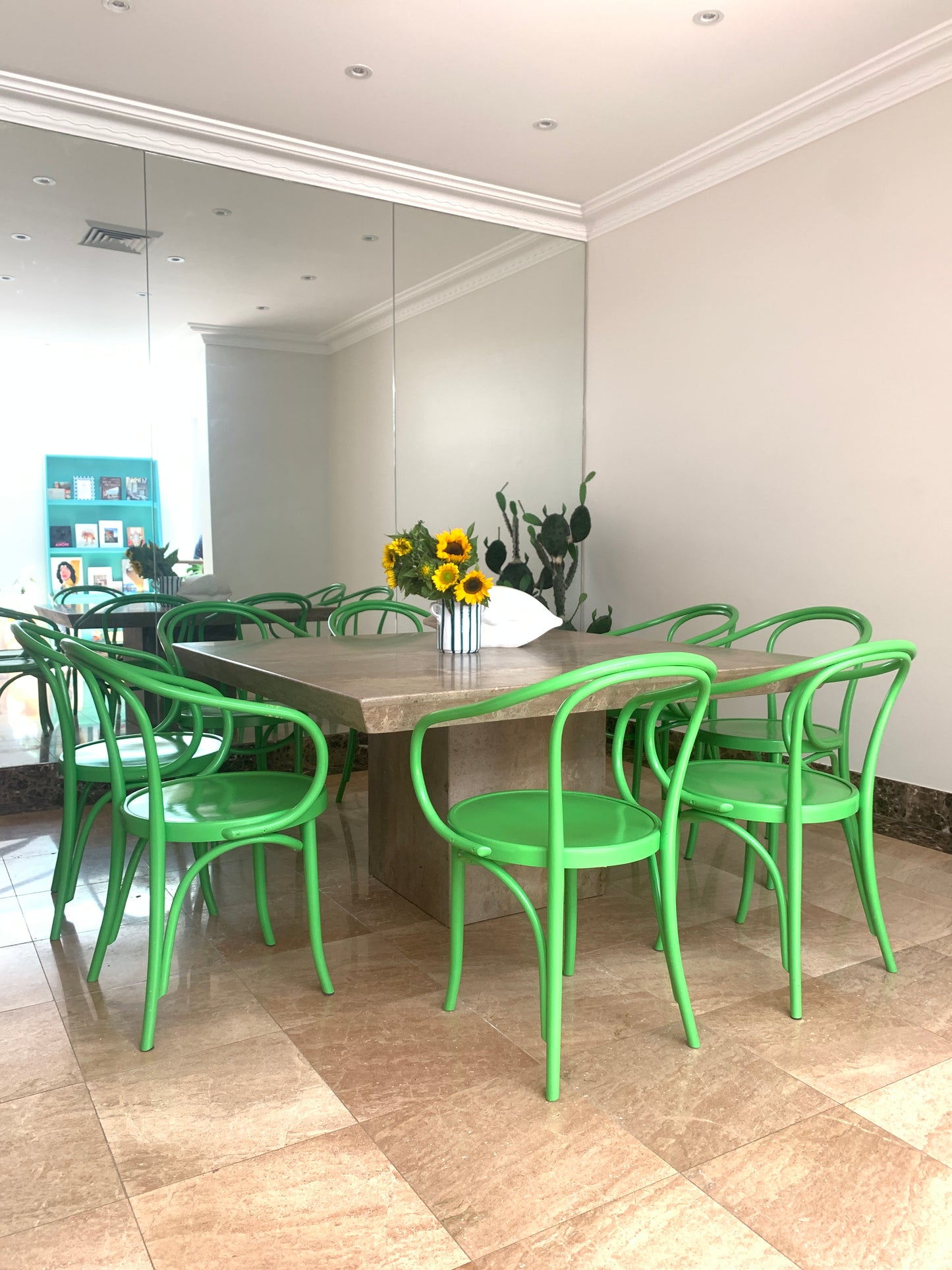 - Set of Six Green Thonet Le Corbusier Chairs