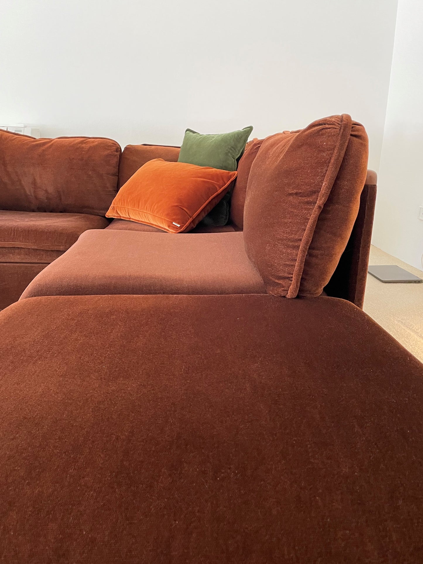 - Vintage Chiswell Six Piece Velvet Modular Sofa