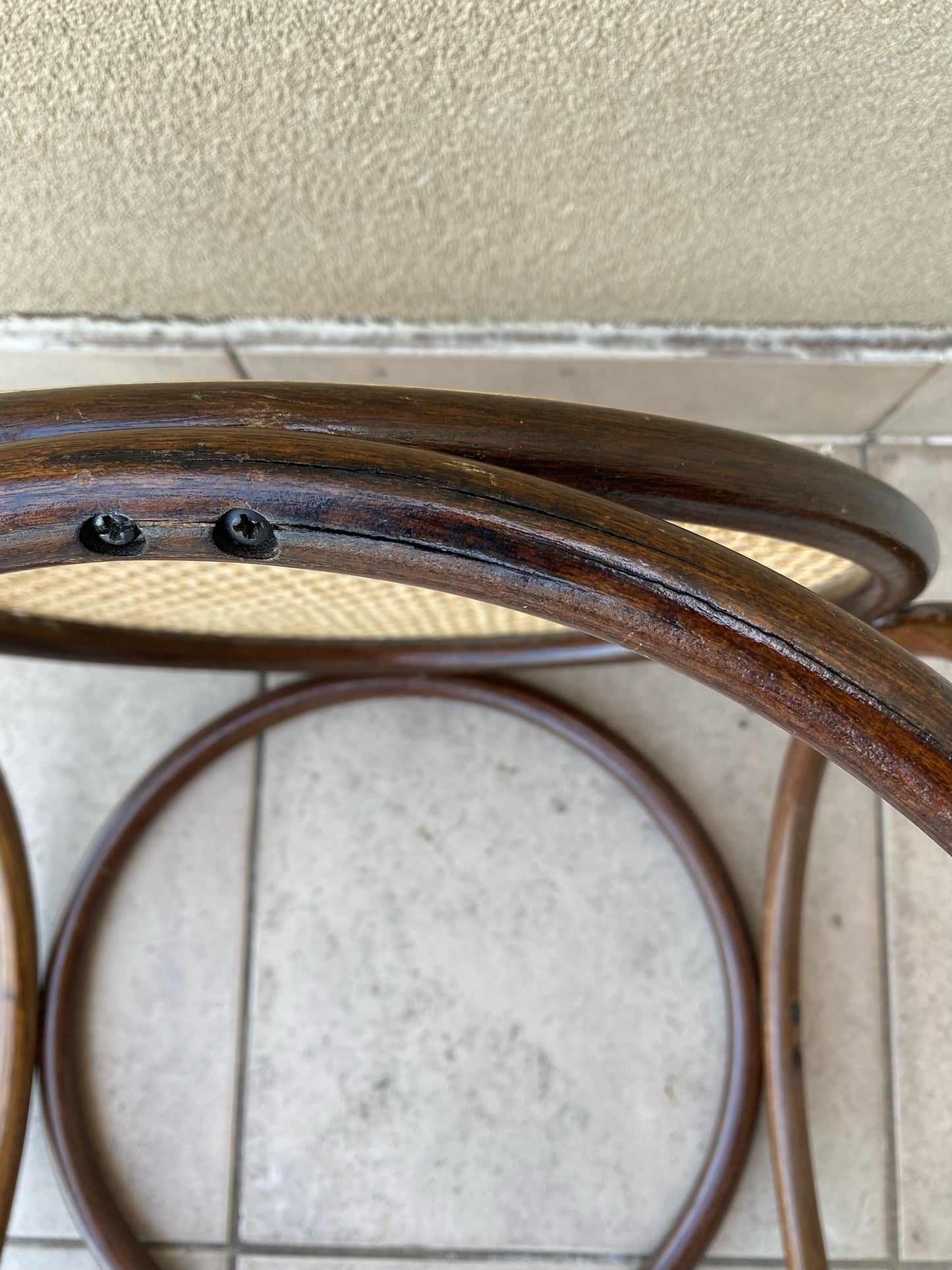 - Bentwood Rattan Stool - One Available