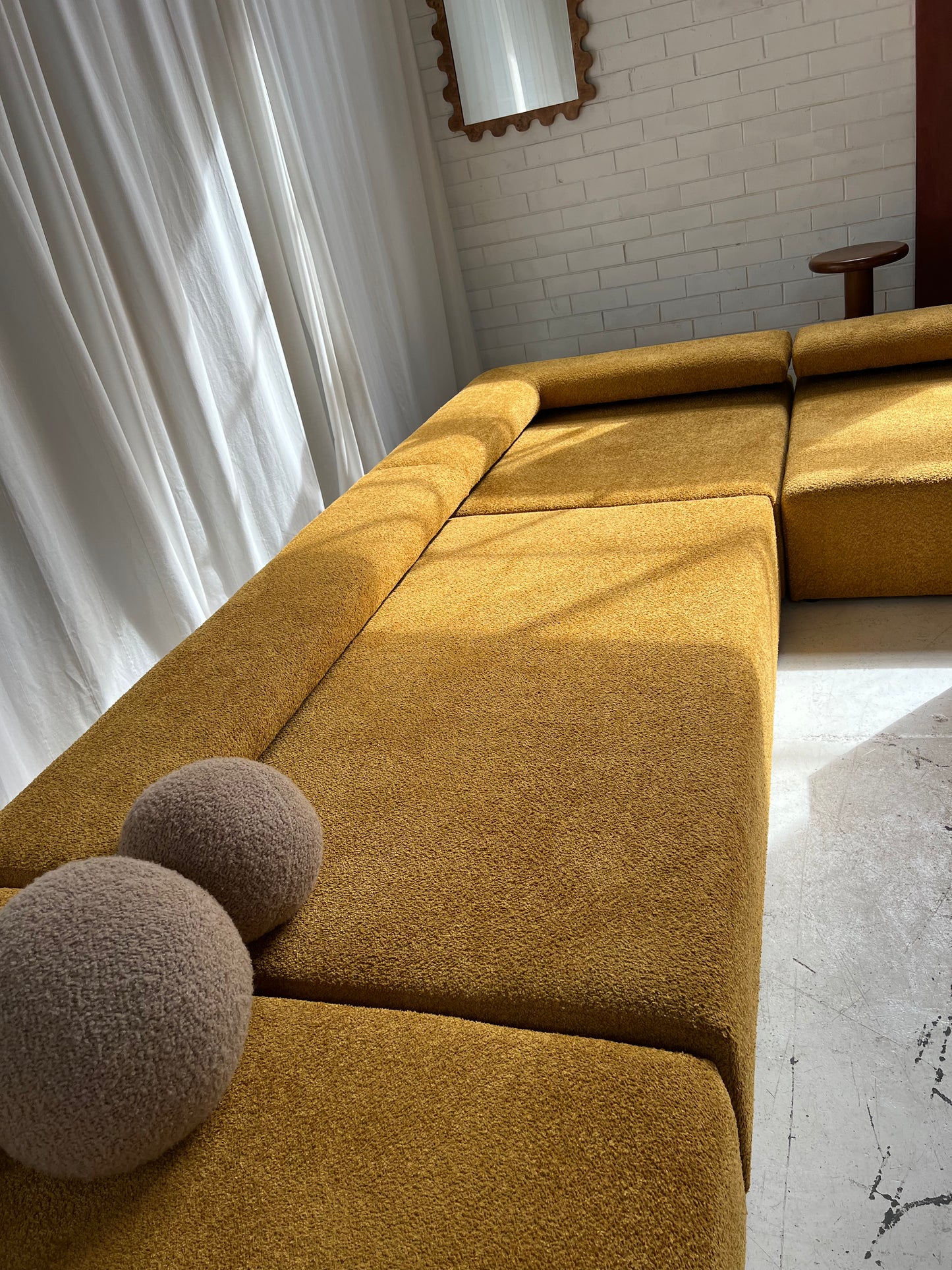 - Bespoke Large Mustard Bouclé Modular Sofa