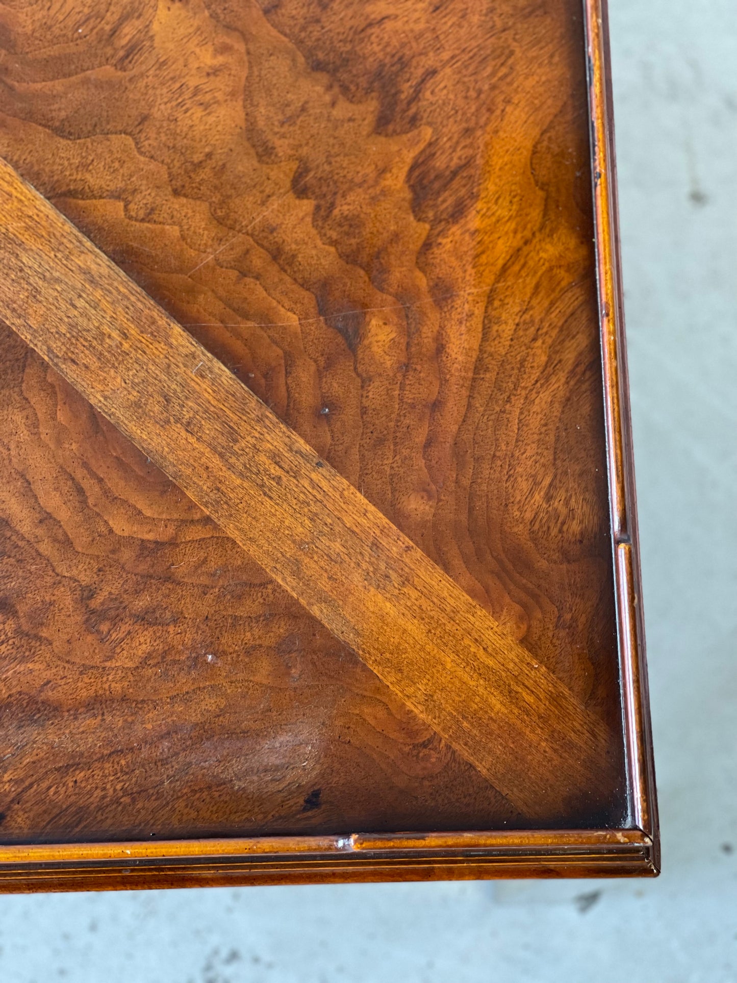 Burl and Brass Coffee Table