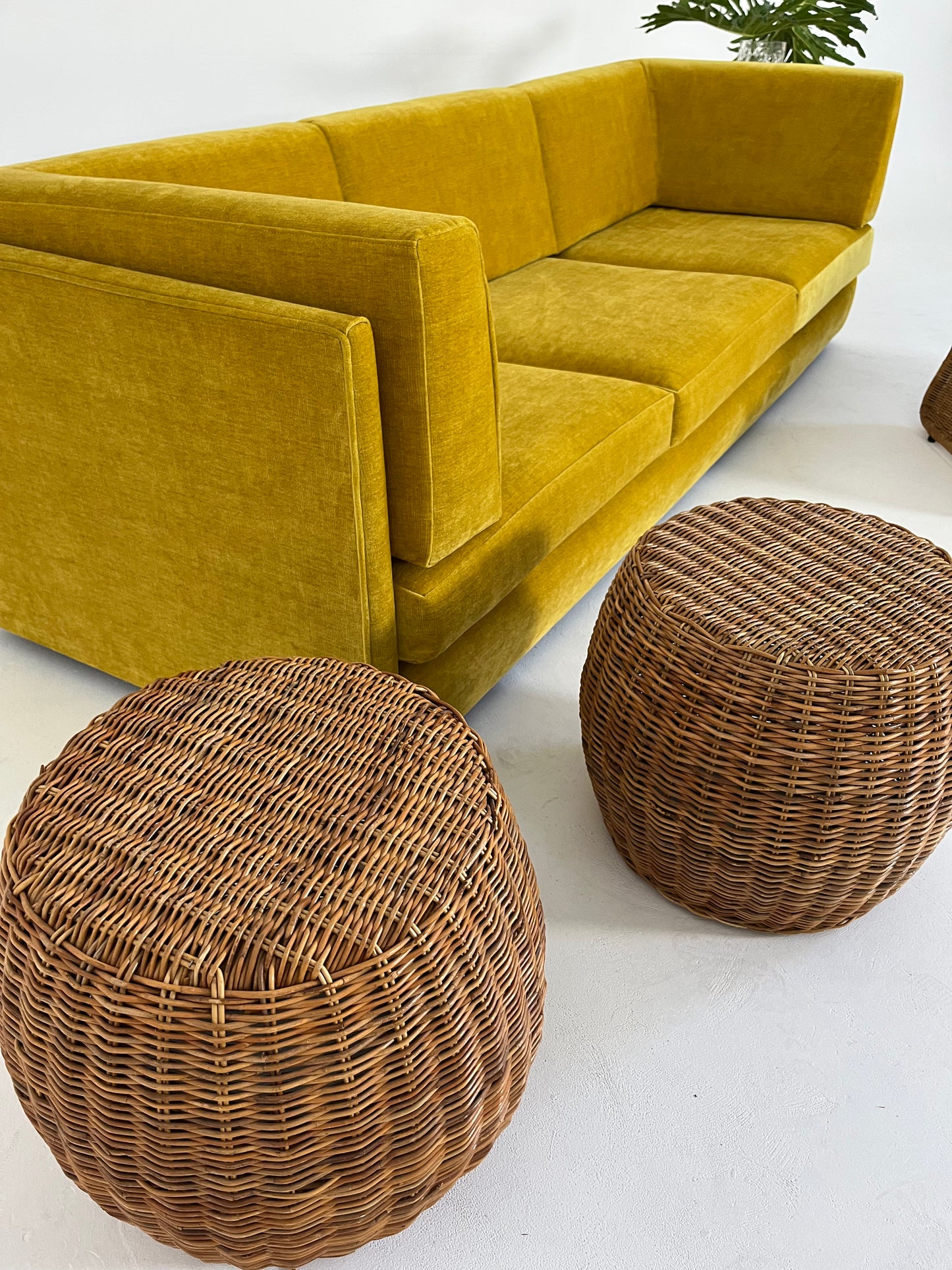 - Vintage Italian Wicker Side Table / Stool - Two Available