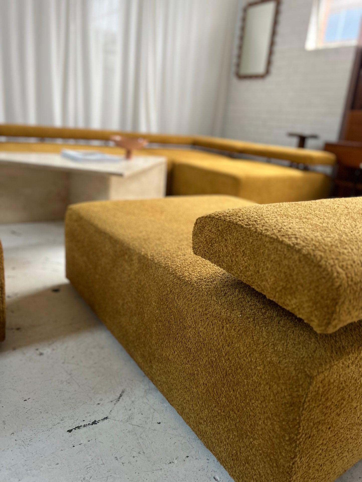 - Bespoke Large Mustard Bouclé Modular Sofa