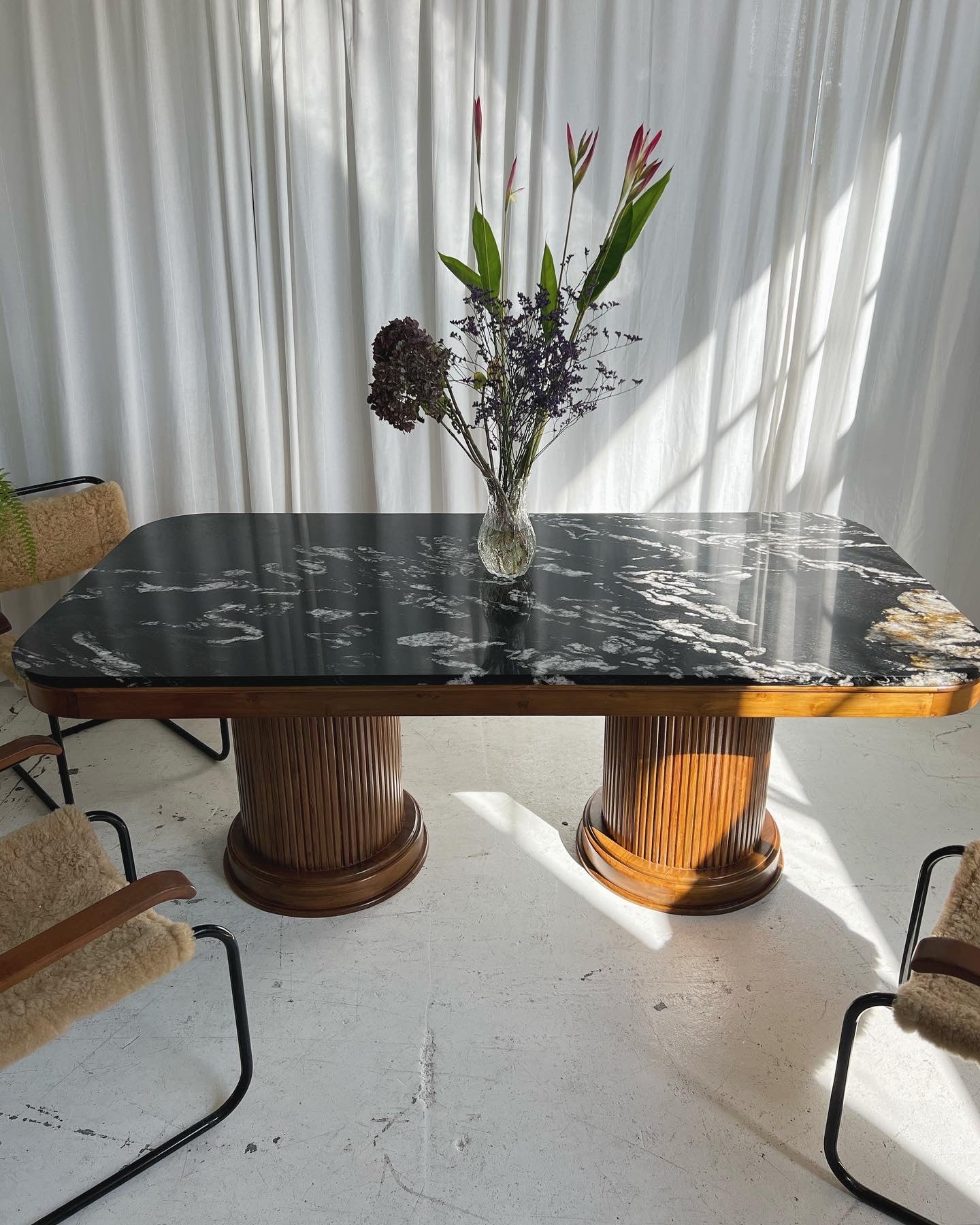 - Custom Marble & Teak Table