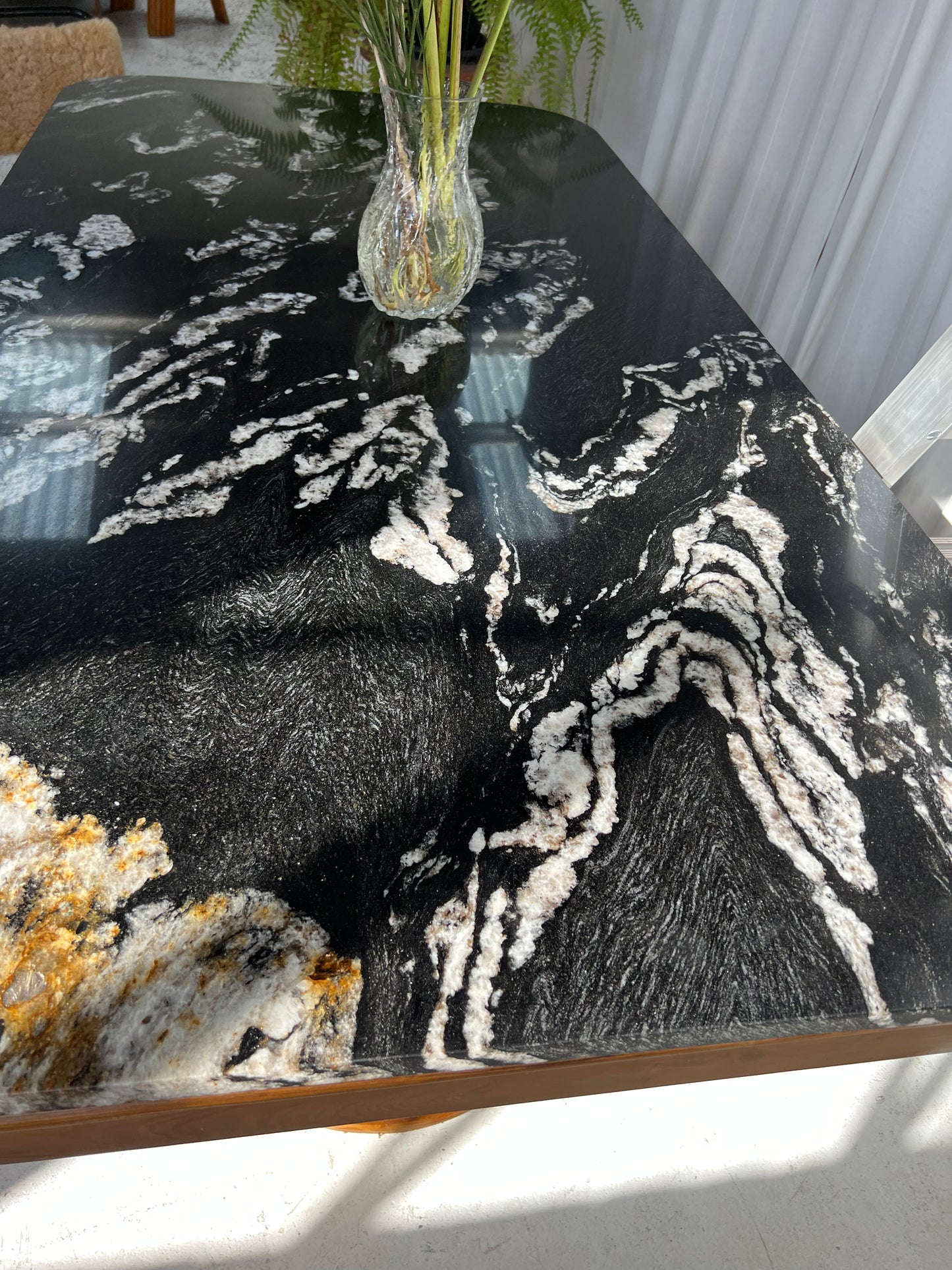- Custom Marble & Teak Table
