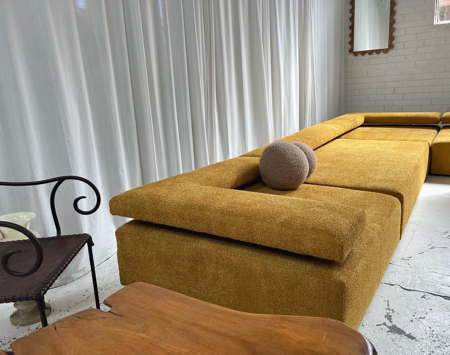 - Bespoke Large Mustard Bouclé Modular Sofa