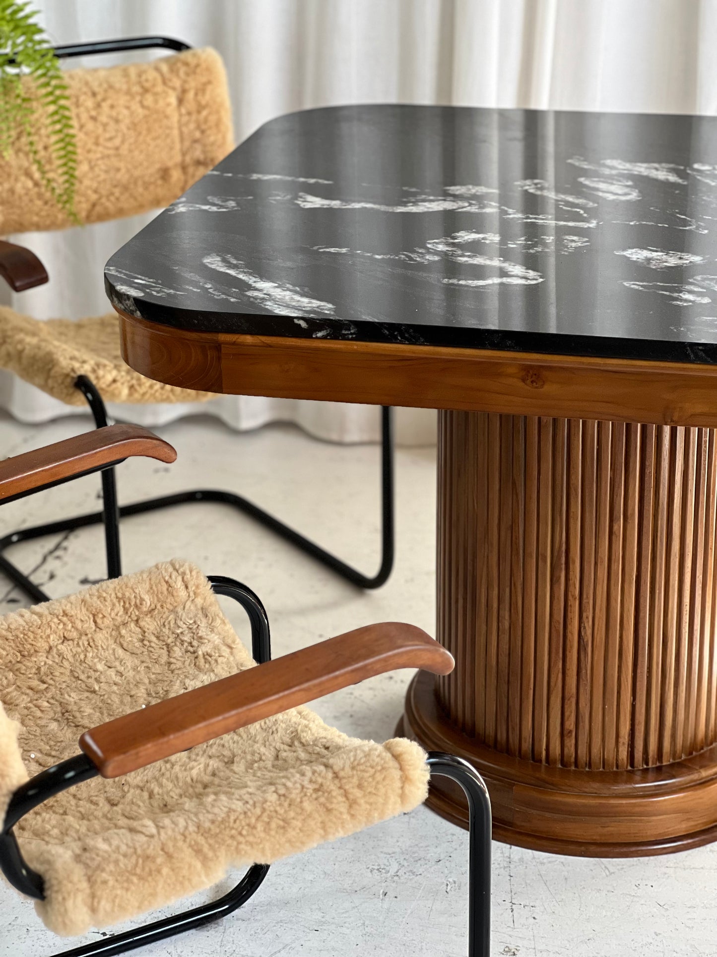 - Custom Marble & Teak Table