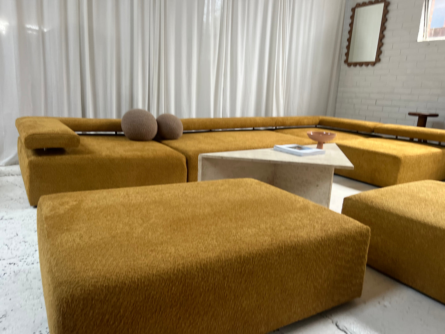 - Bespoke Large Mustard Bouclé Modular Sofa