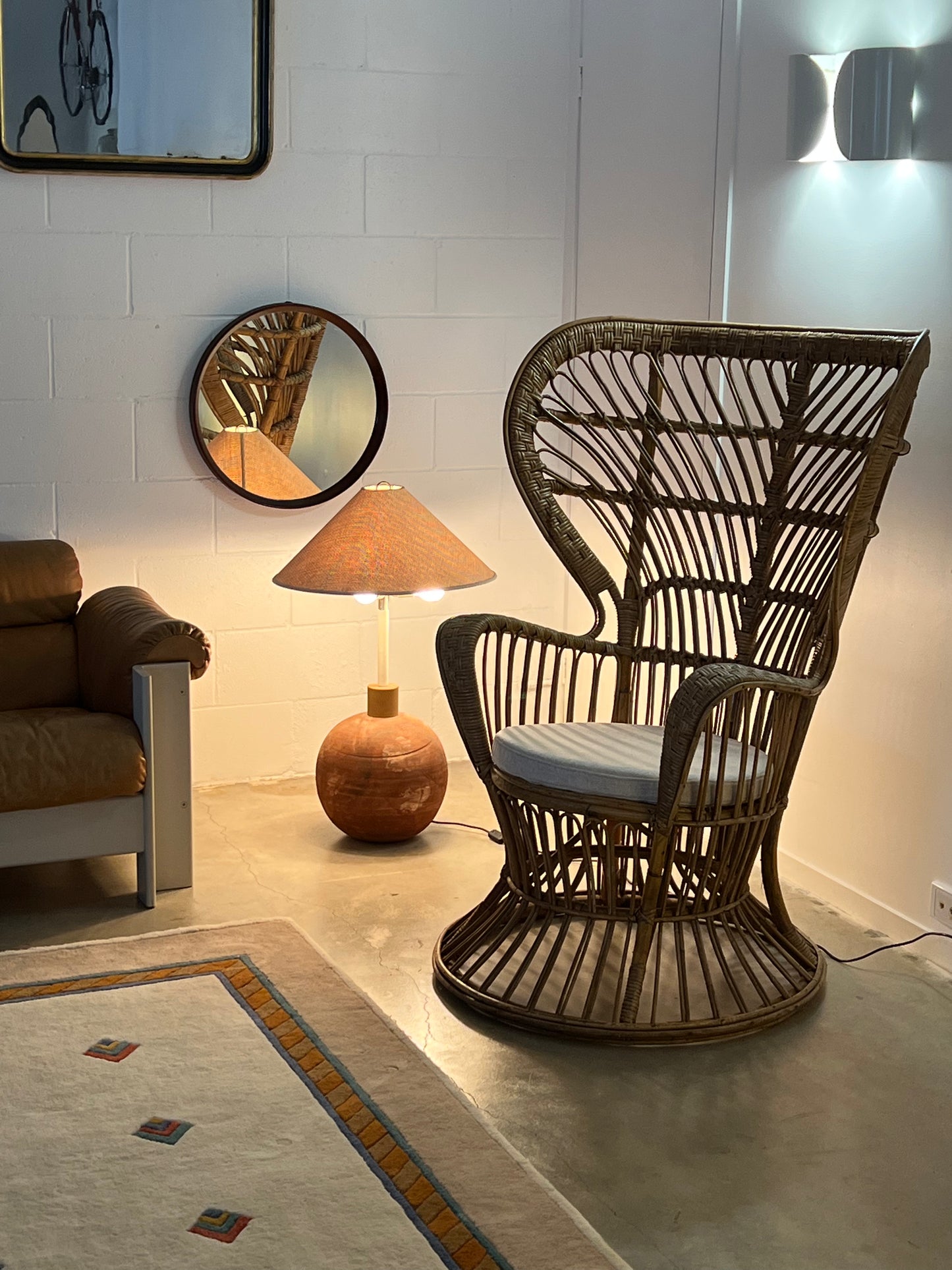 Società Porcellane Artistiche Midcentury Spherical Terracotta Italian Floor Lamp