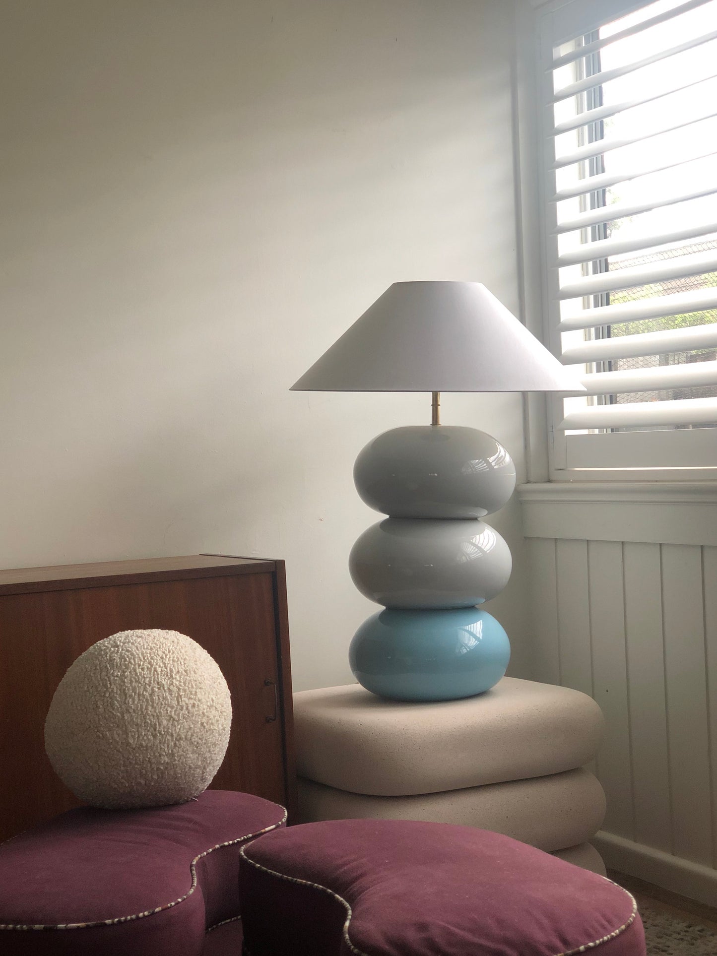 White and Powder Blue Bubble Lamp