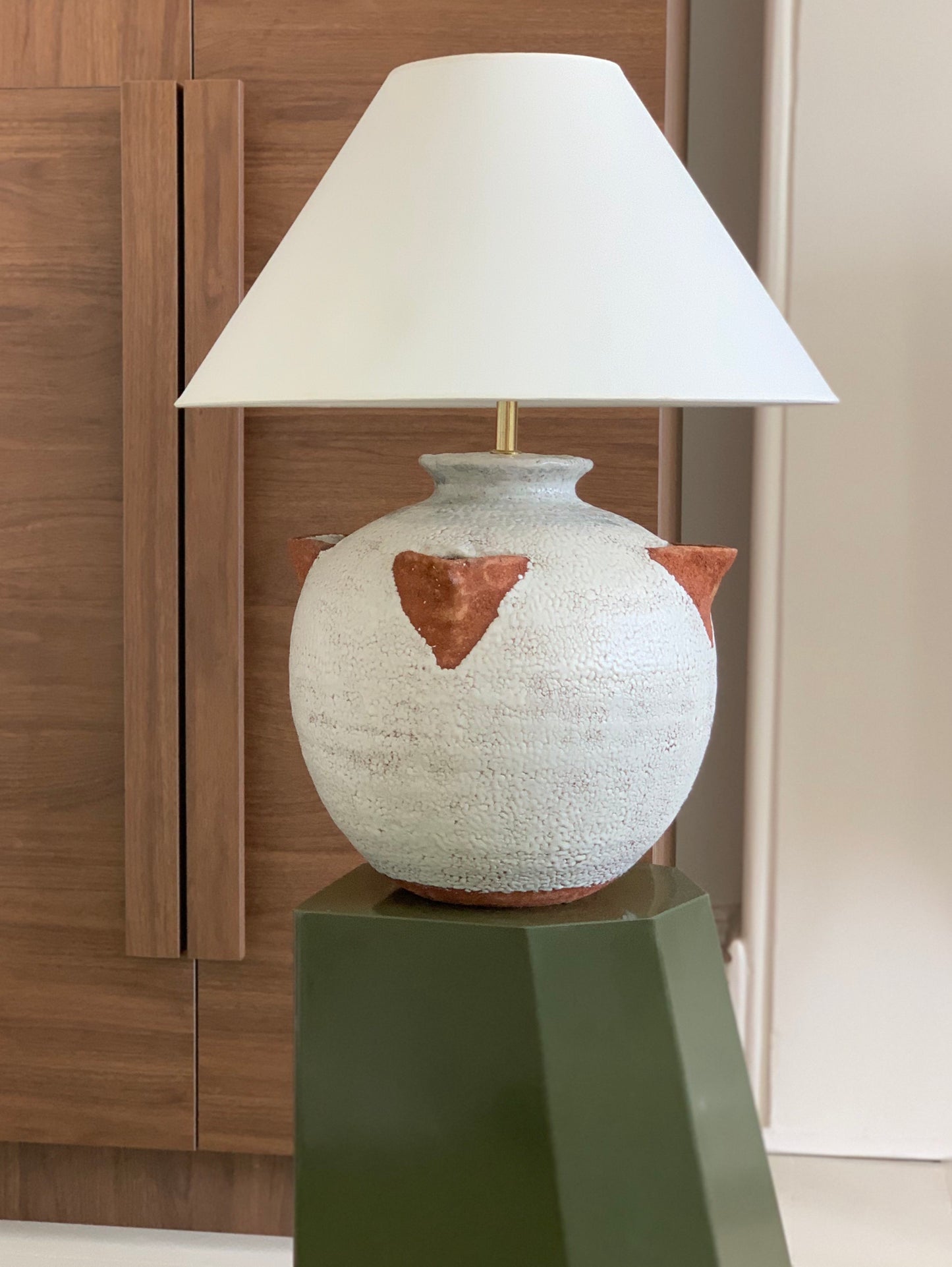One off large hand built mid century lamp with large shade