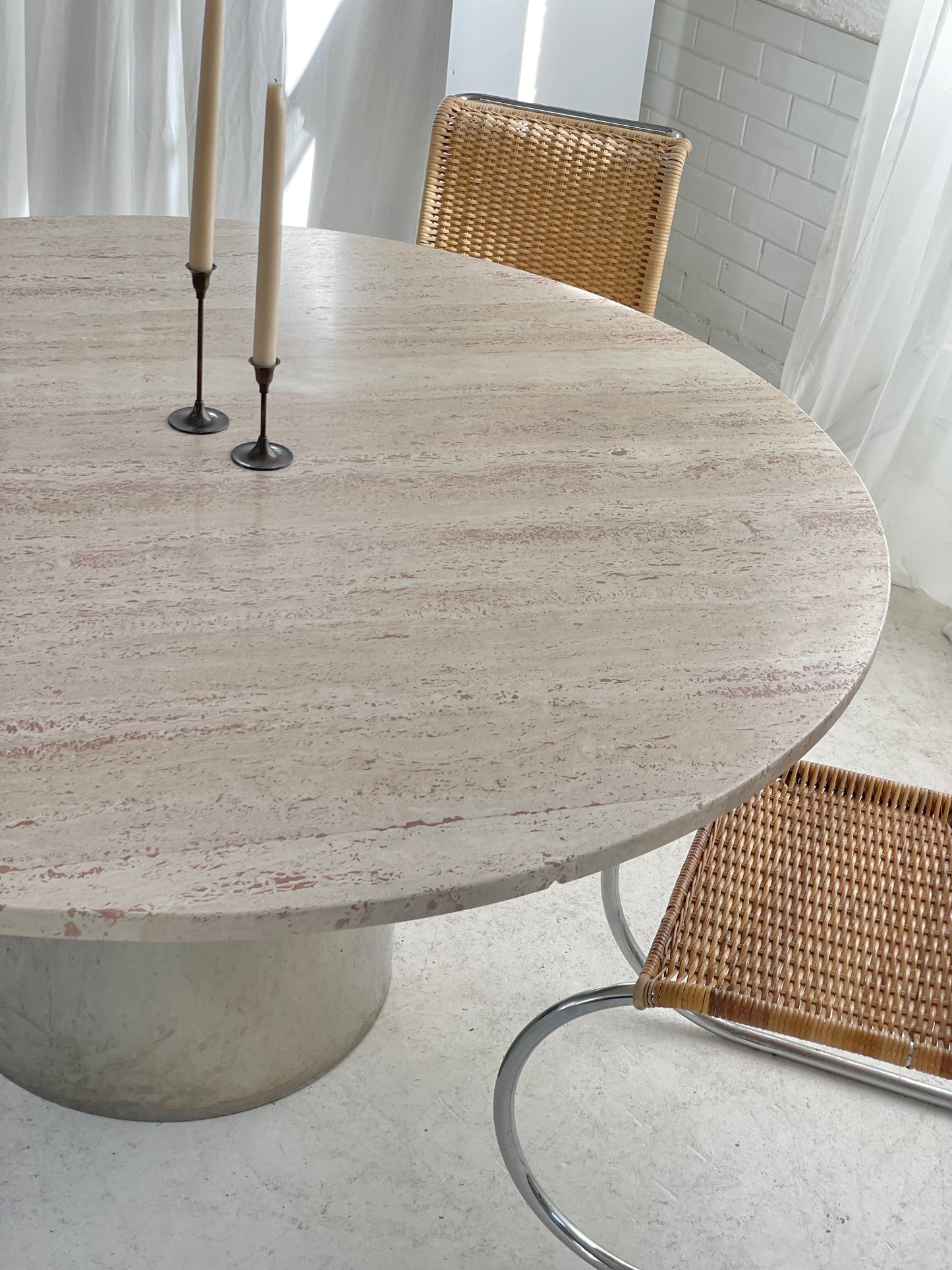 Stunning Large Round Travertine Dining Table