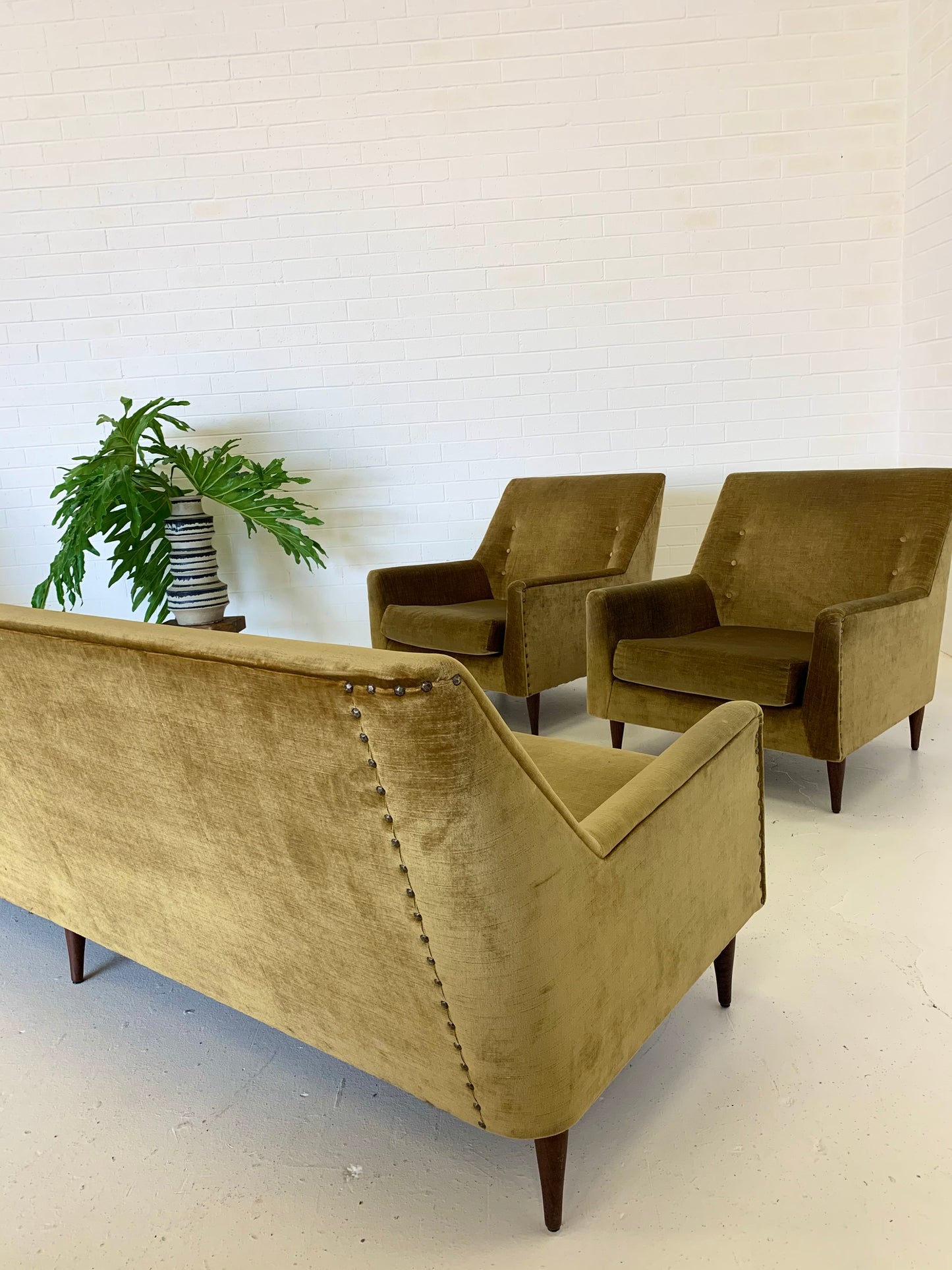 Beautiful Mid Century Gold Velvet Sofa