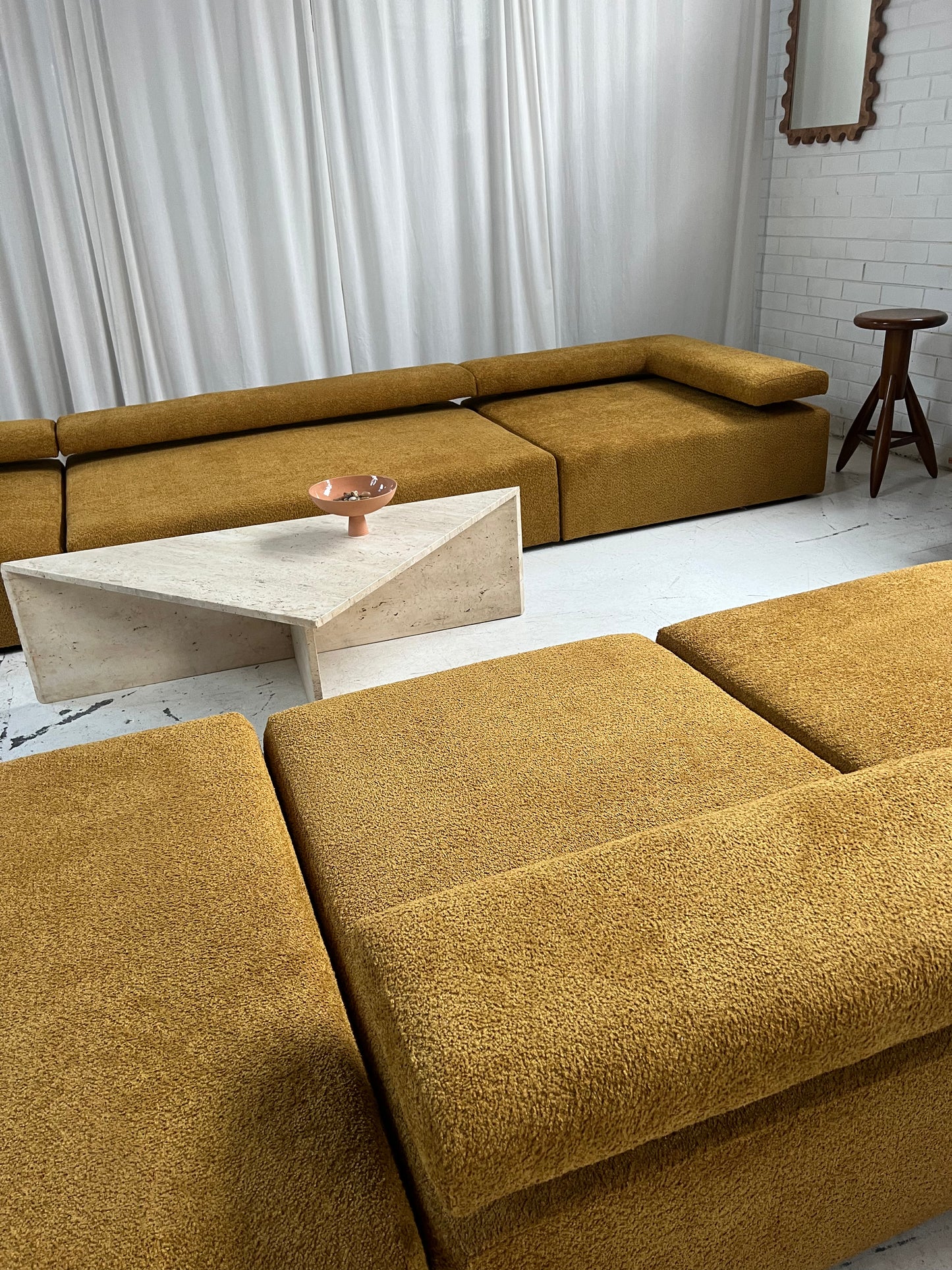 - Bespoke Large Mustard Bouclé Modular Sofa