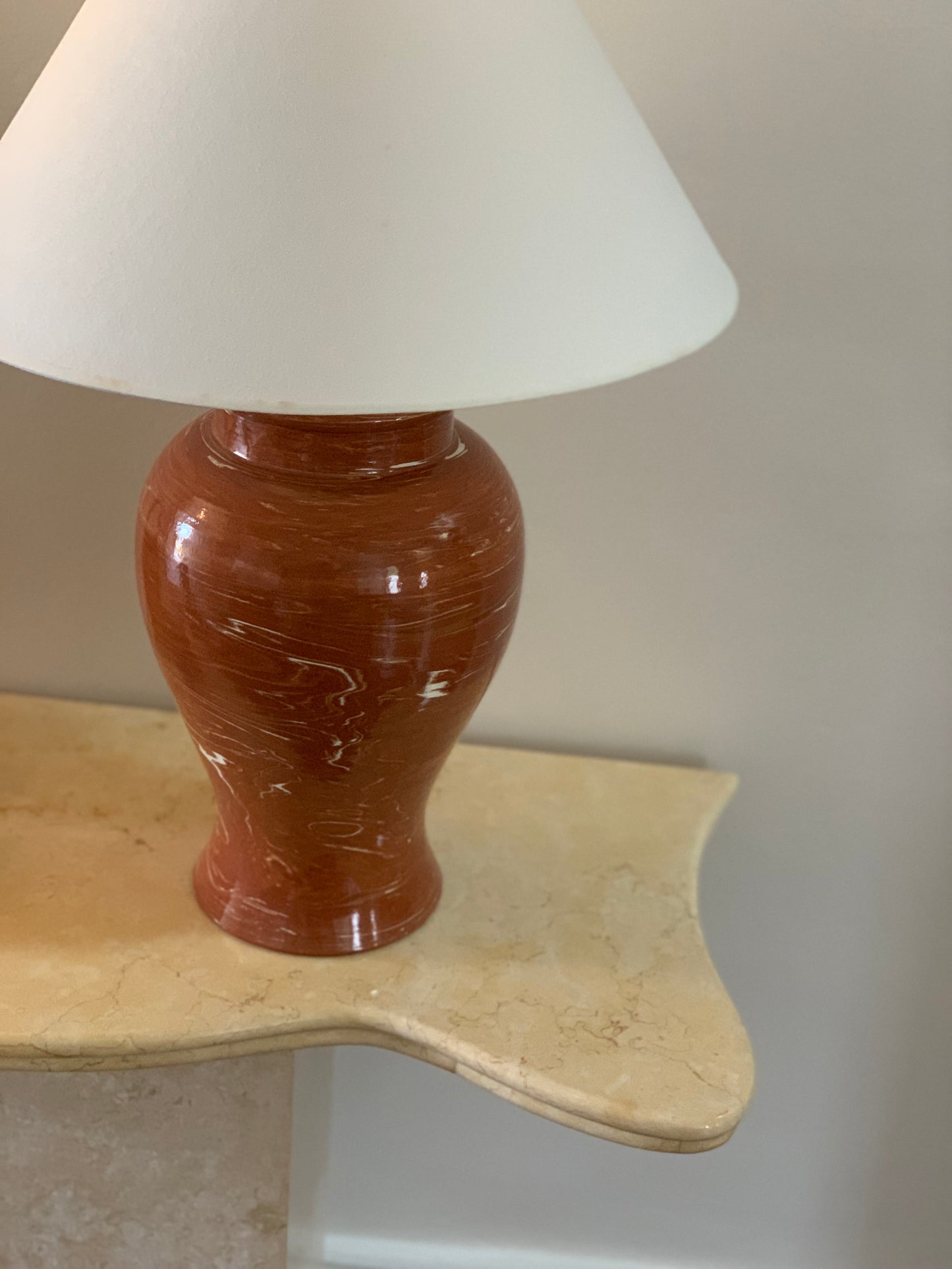 Handmade Italian Marbled Lamp with Large Shade