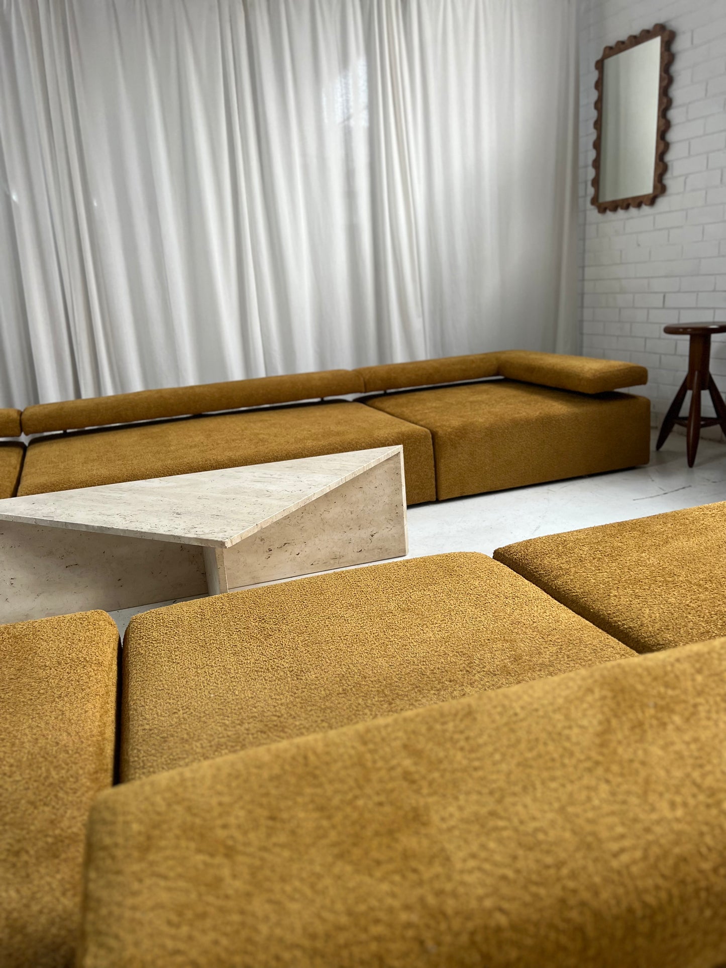 - Bespoke Large Mustard Bouclé Modular Sofa