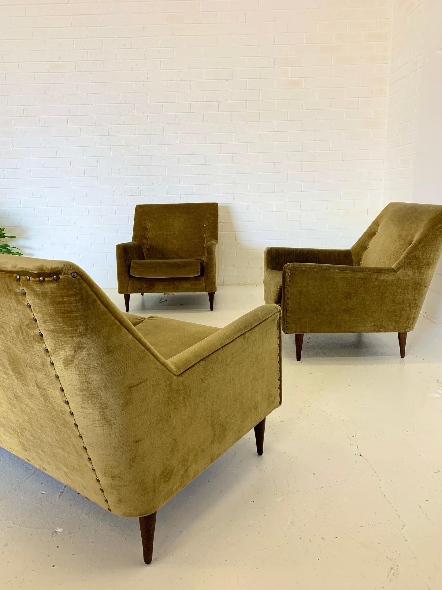 Beautiful Mid Century Gold Velvet Sofa