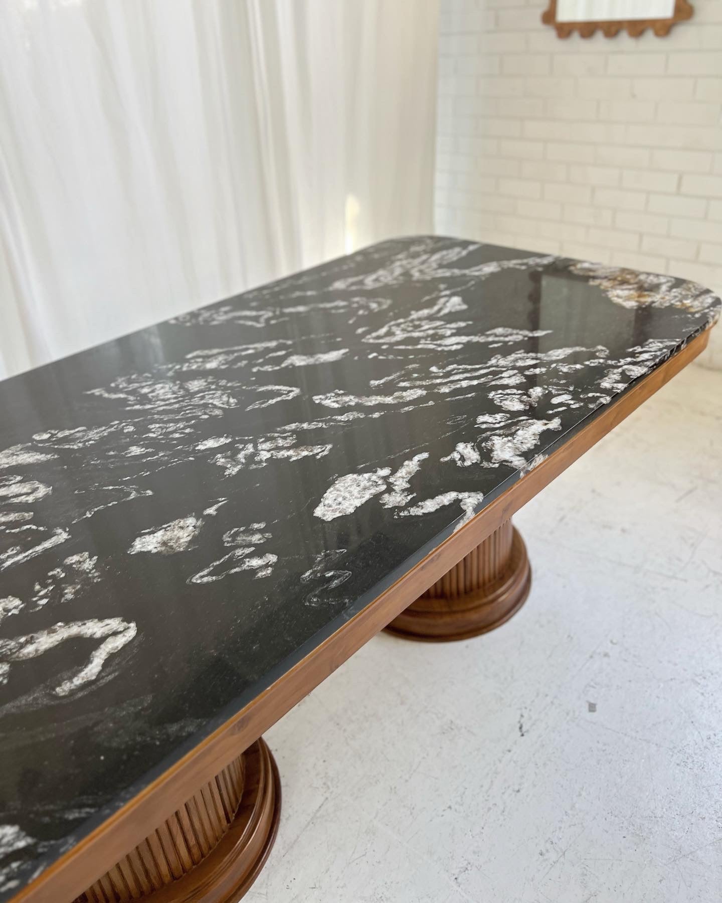 - Custom Marble & Teak Table