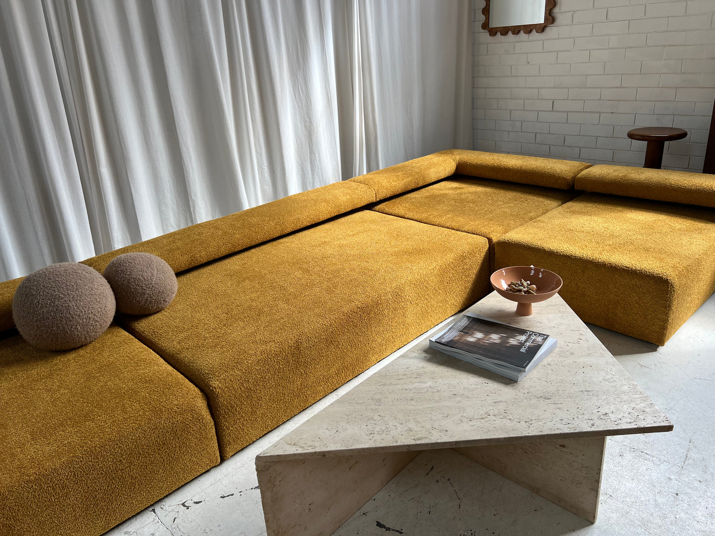 - Bespoke Large Mustard Bouclé Modular Sofa
