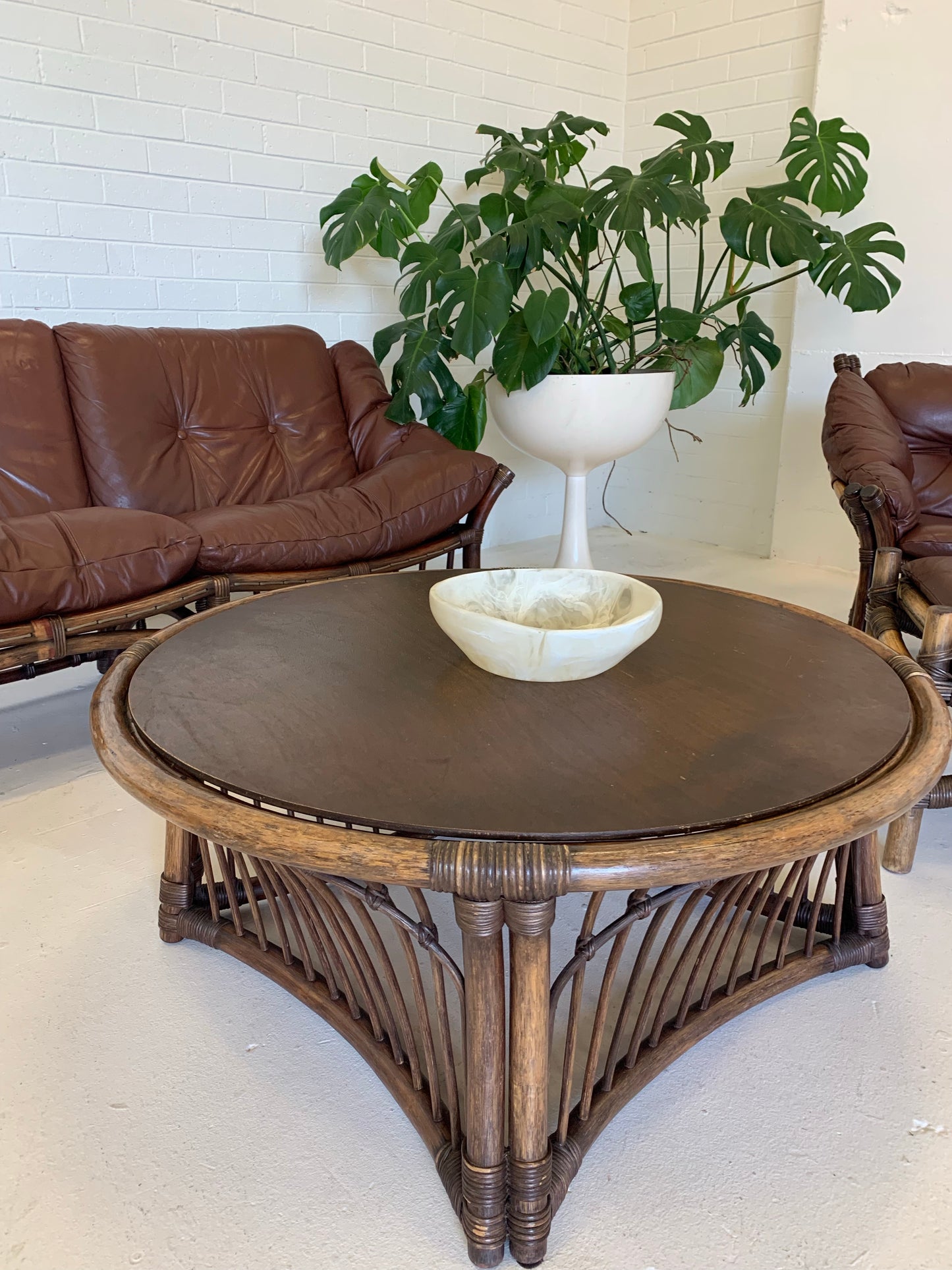 Vintage Cane + Bamboo Coffee Table