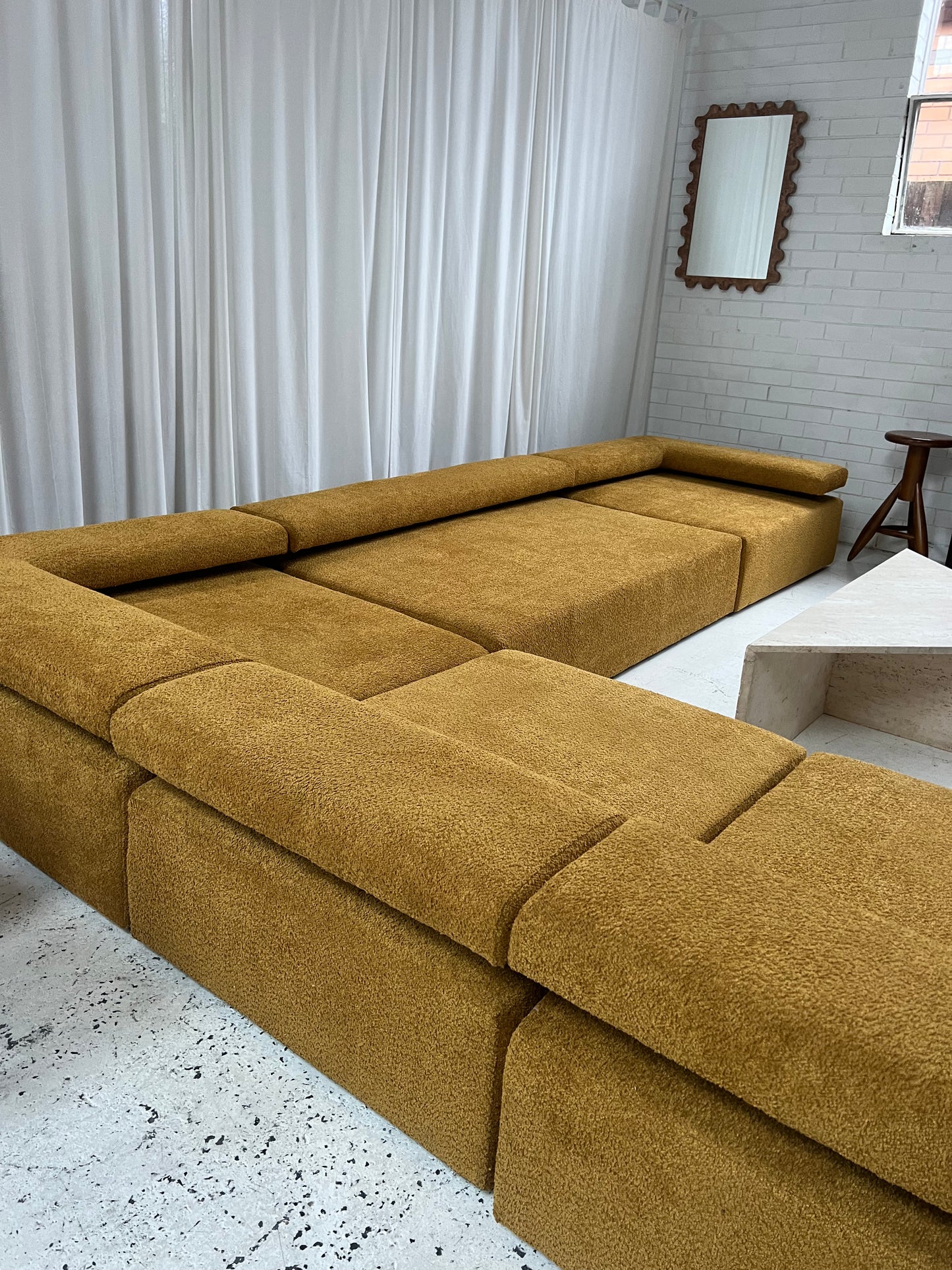 - Bespoke Large Mustard Bouclé Modular Sofa