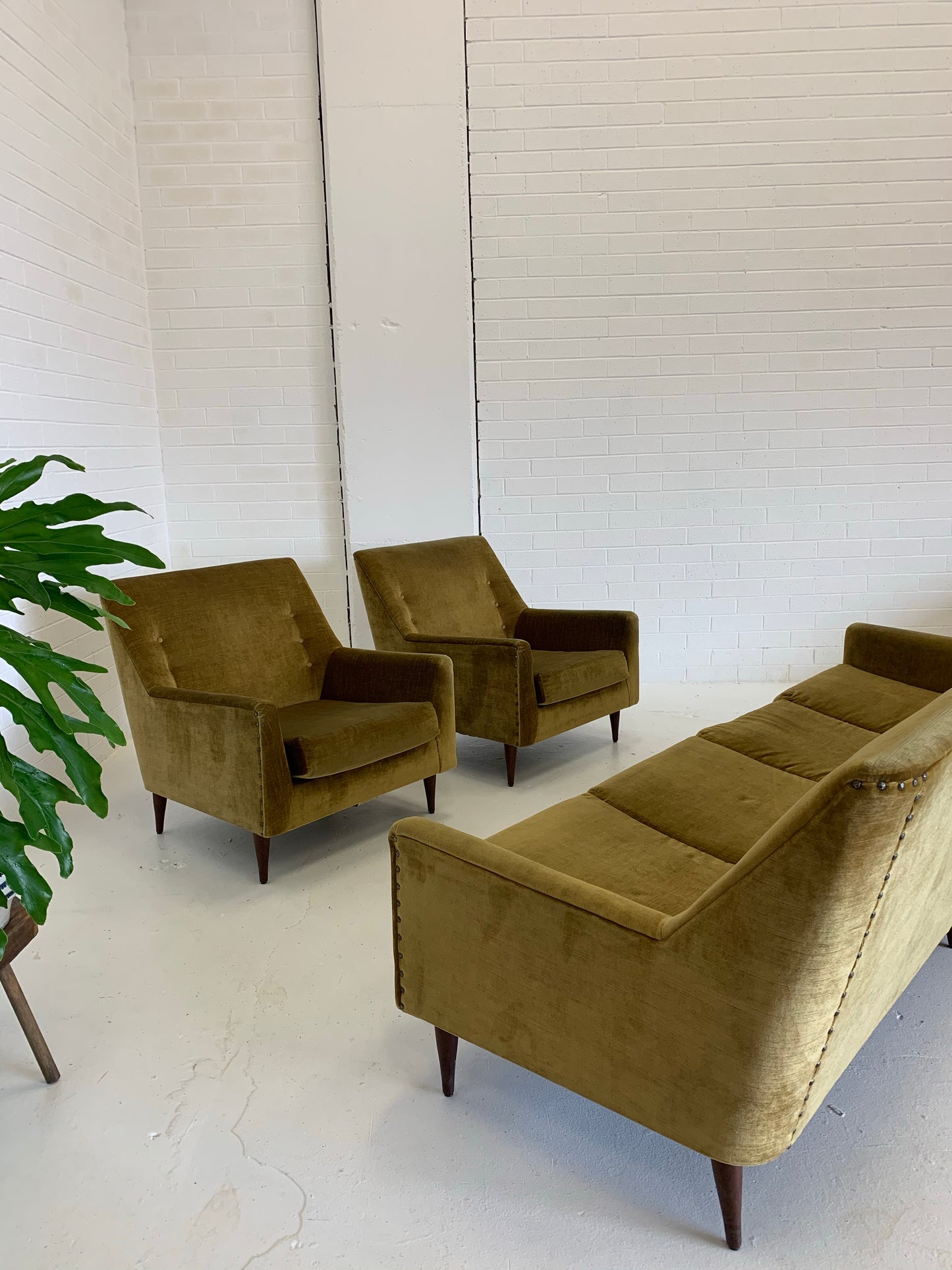 Beautiful Mid Century Gold Velvet Sofa