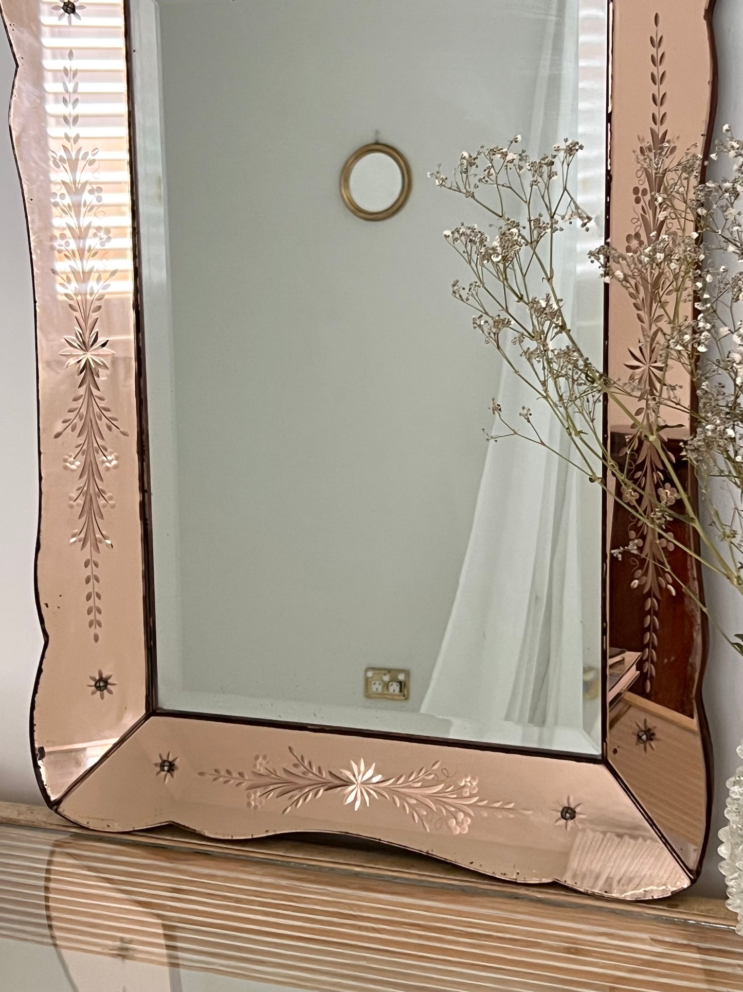 - French 1930s Pink Mirror