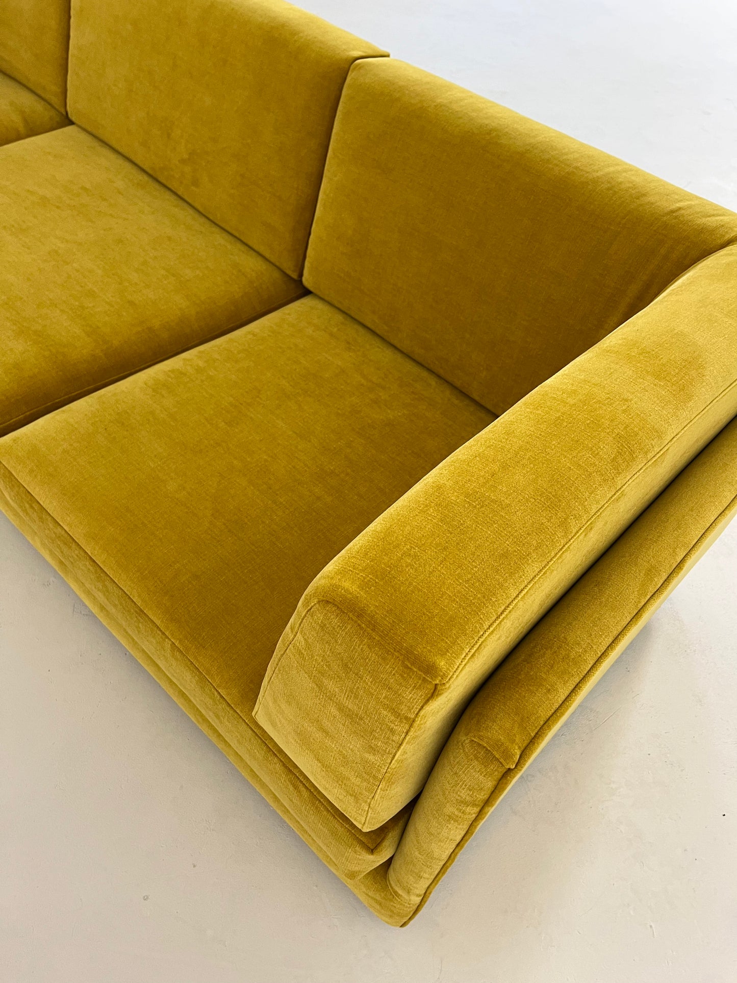- Vintage Custom Velvet Sofa in Sunshine - Fully Refurbished