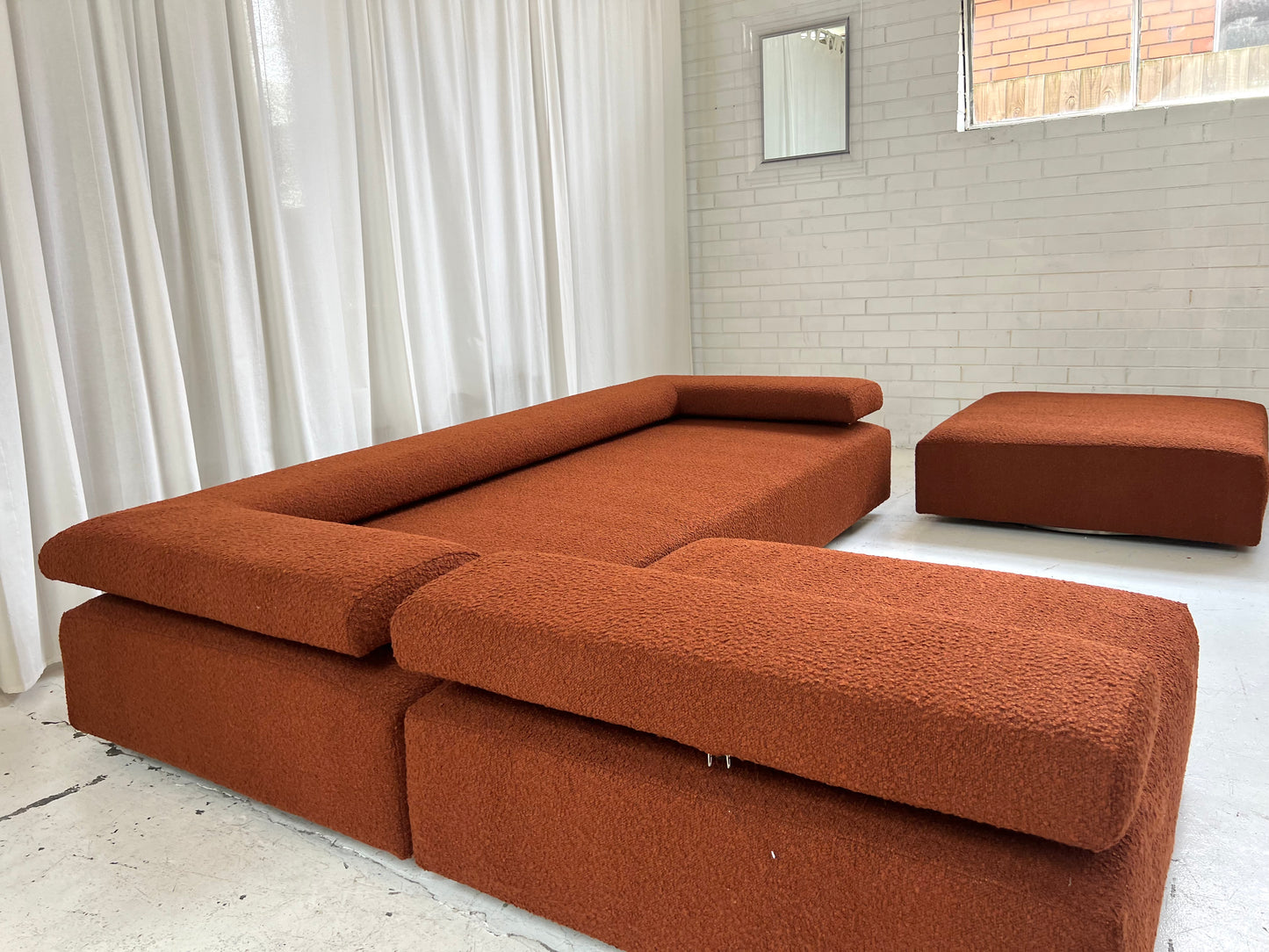 - Bespoke Rust Boucle Modular Sofa Set