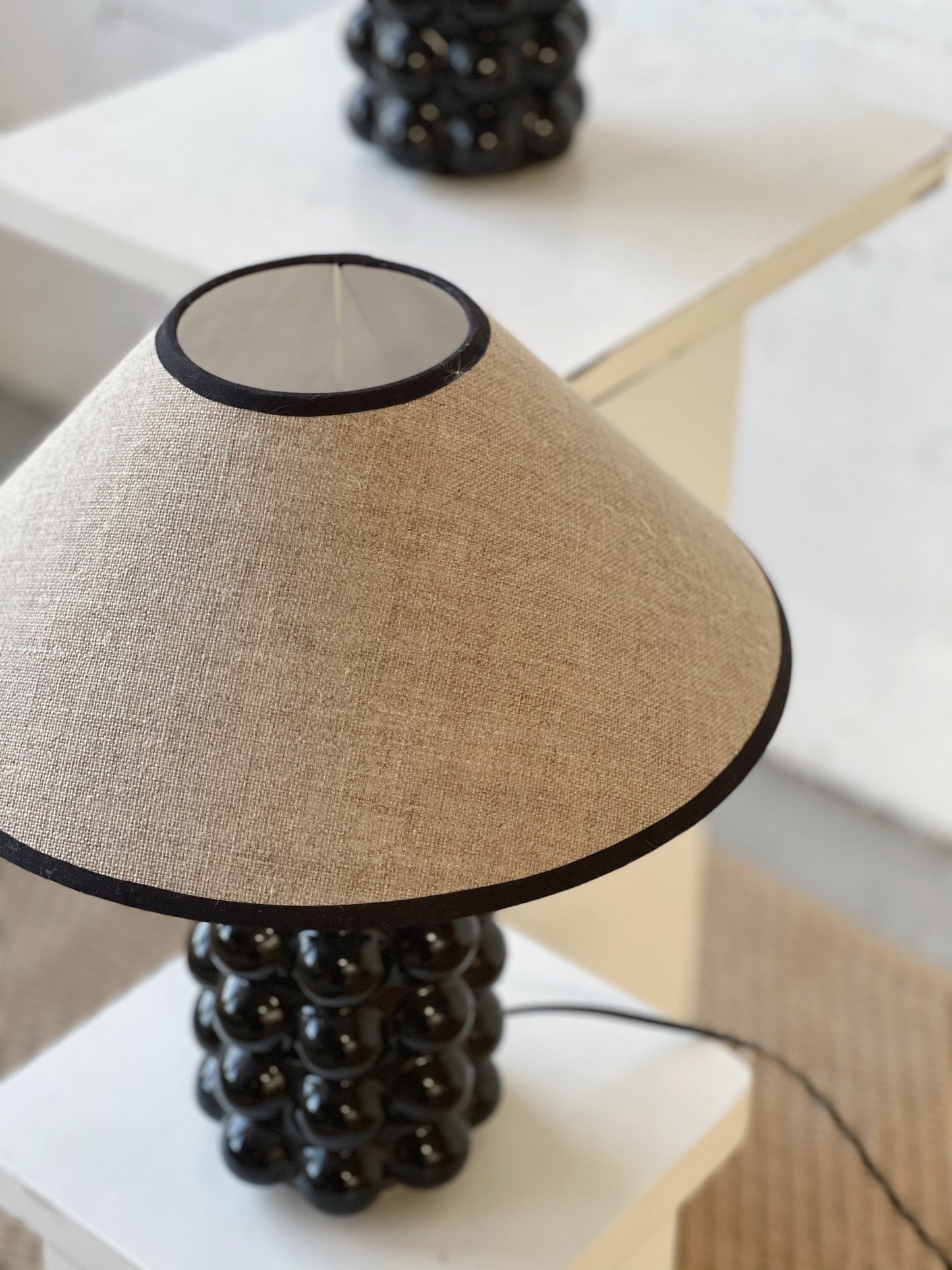 Ceramic Bubble Table Lamp with Linen Shade