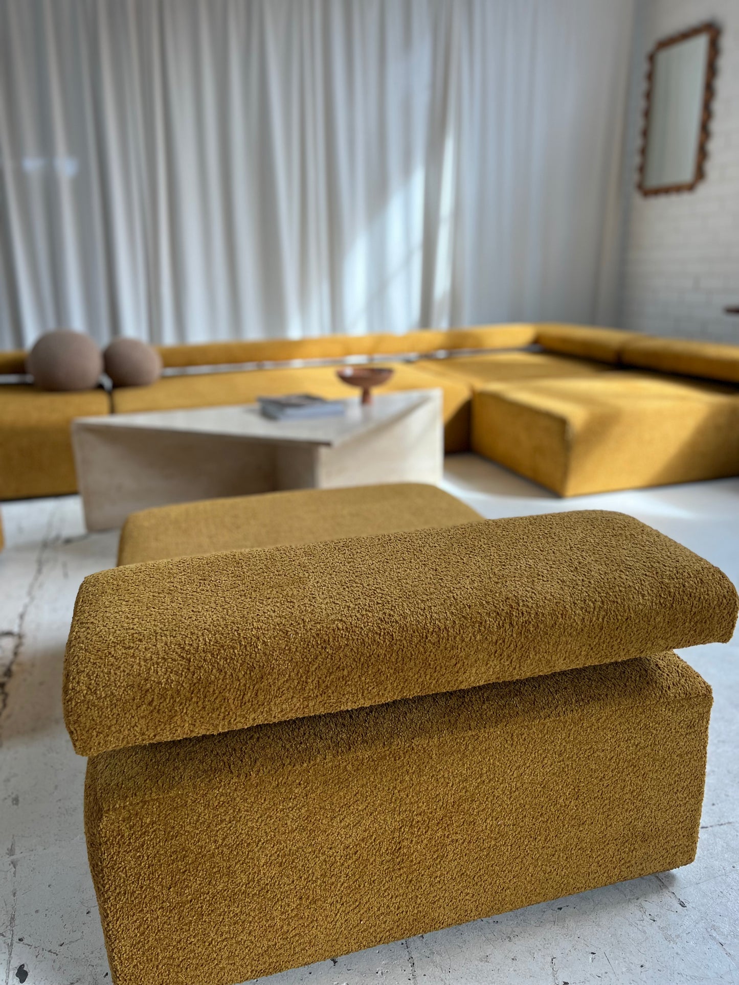 - Bespoke Large Mustard Bouclé Modular Sofa