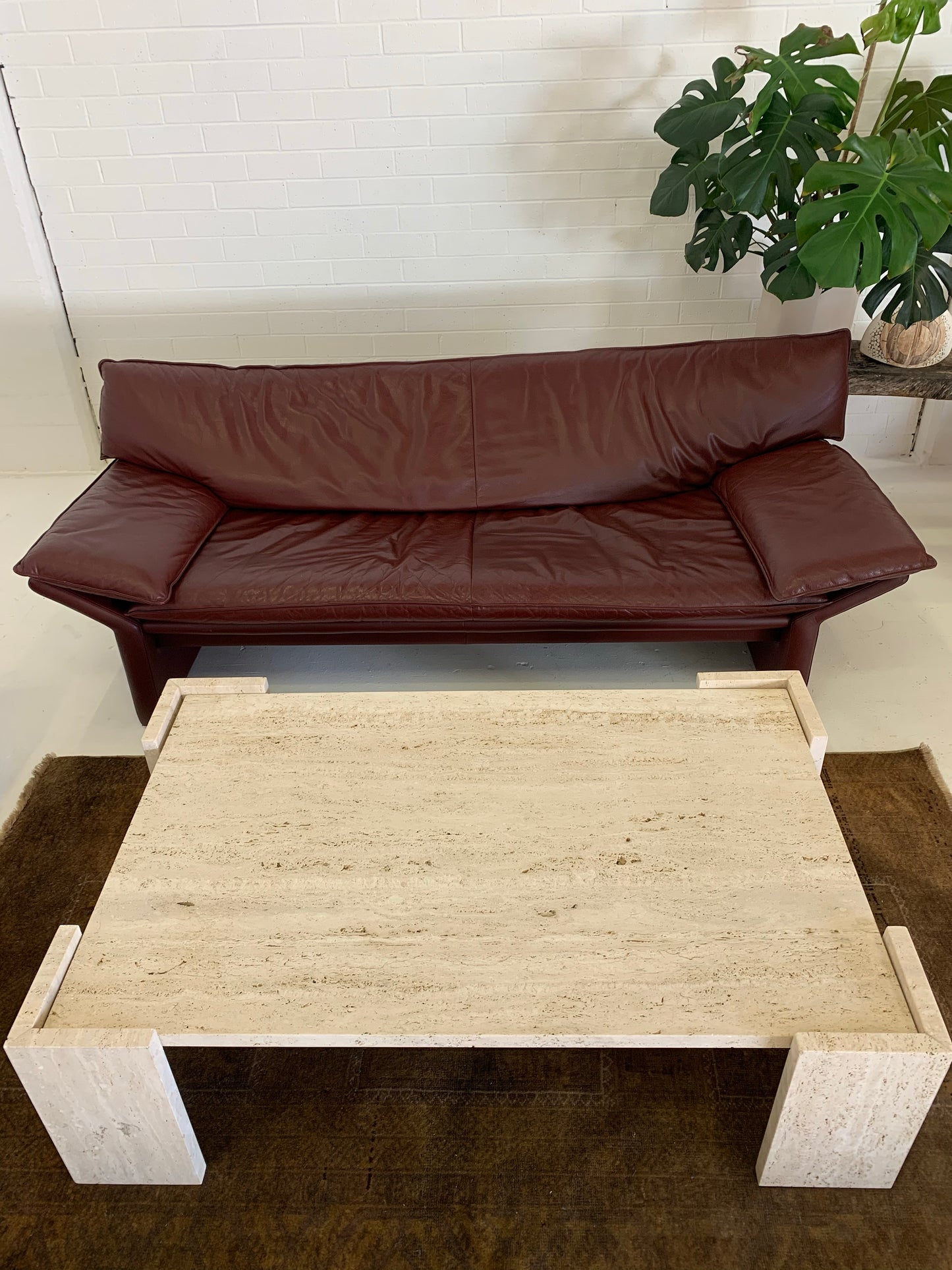 Absolutely Stunning Large Vintage Unfilled Travertine Coffee Table