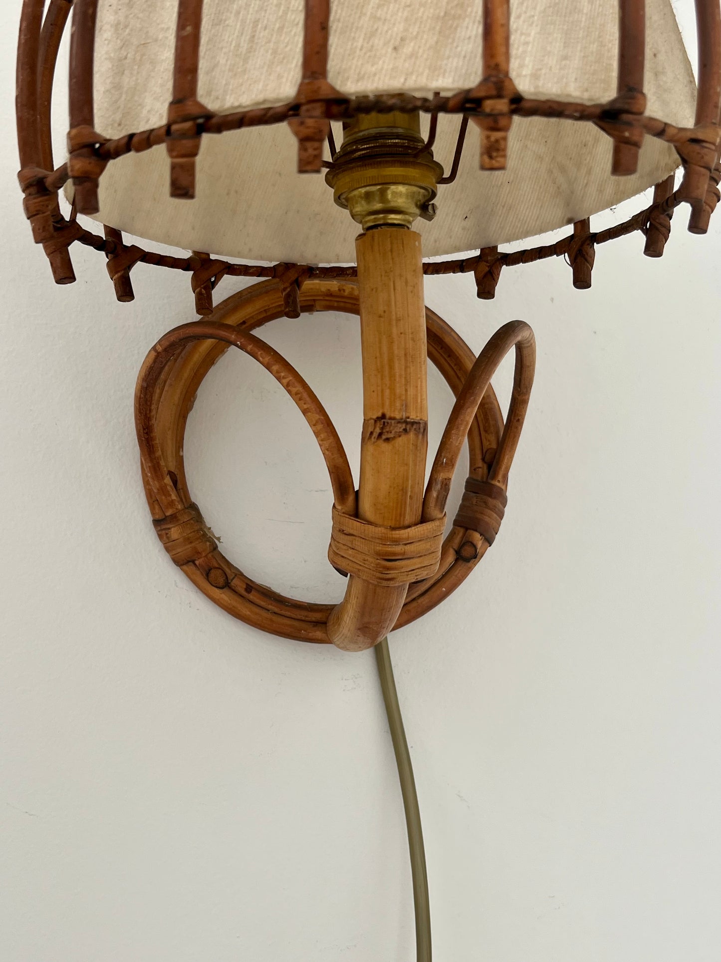 - 1960s French Bamboo Sconce by Louis Sognot