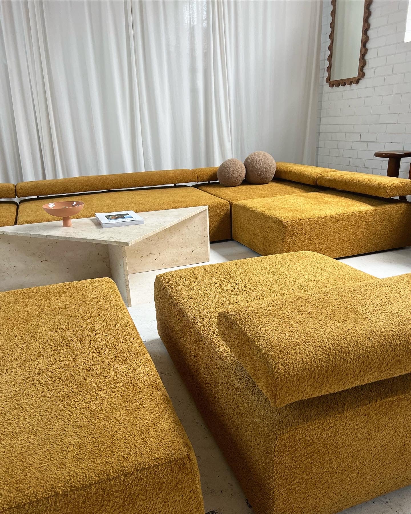 - Bespoke Large Mustard Bouclé Modular Sofa