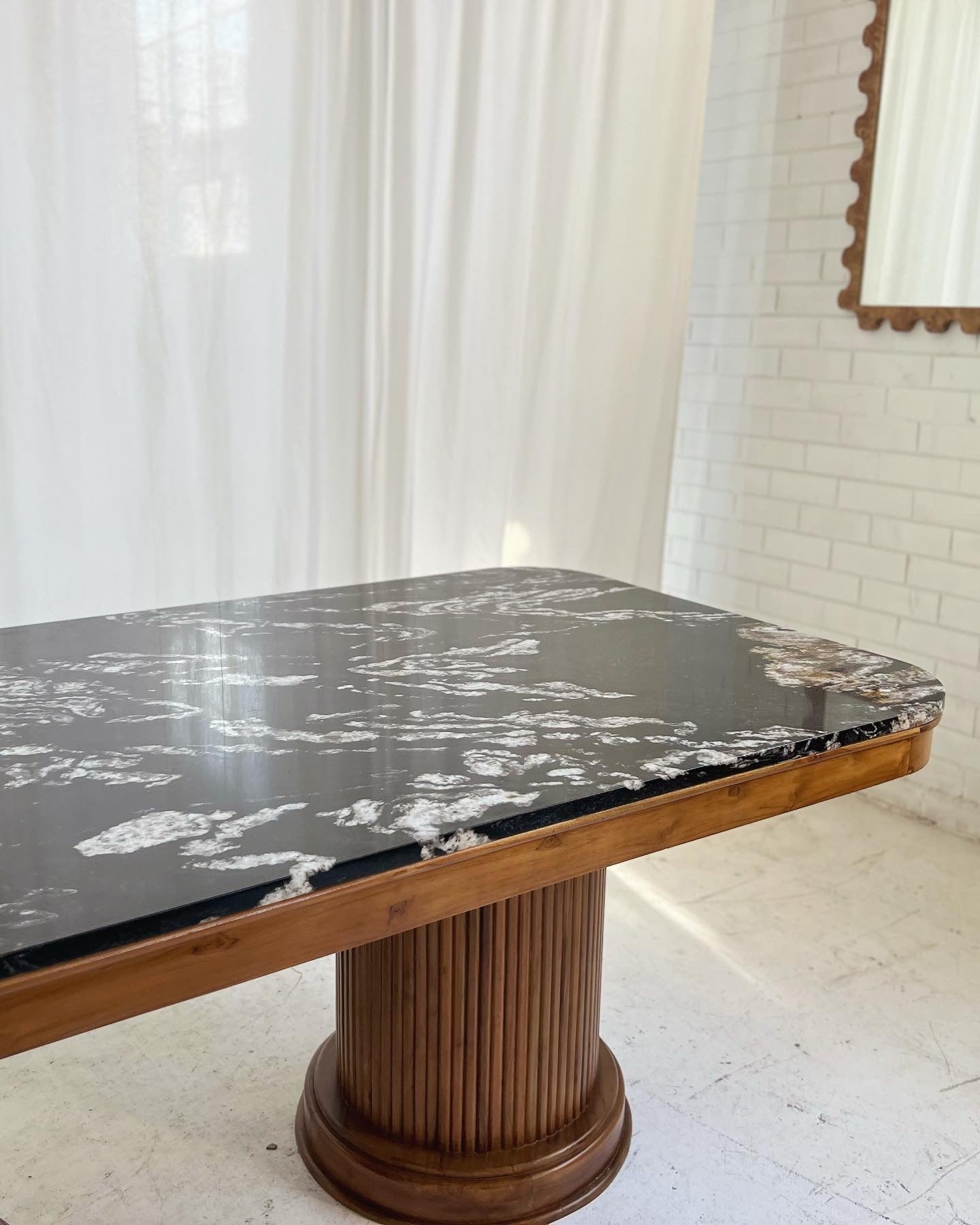 - Custom Marble & Teak Table