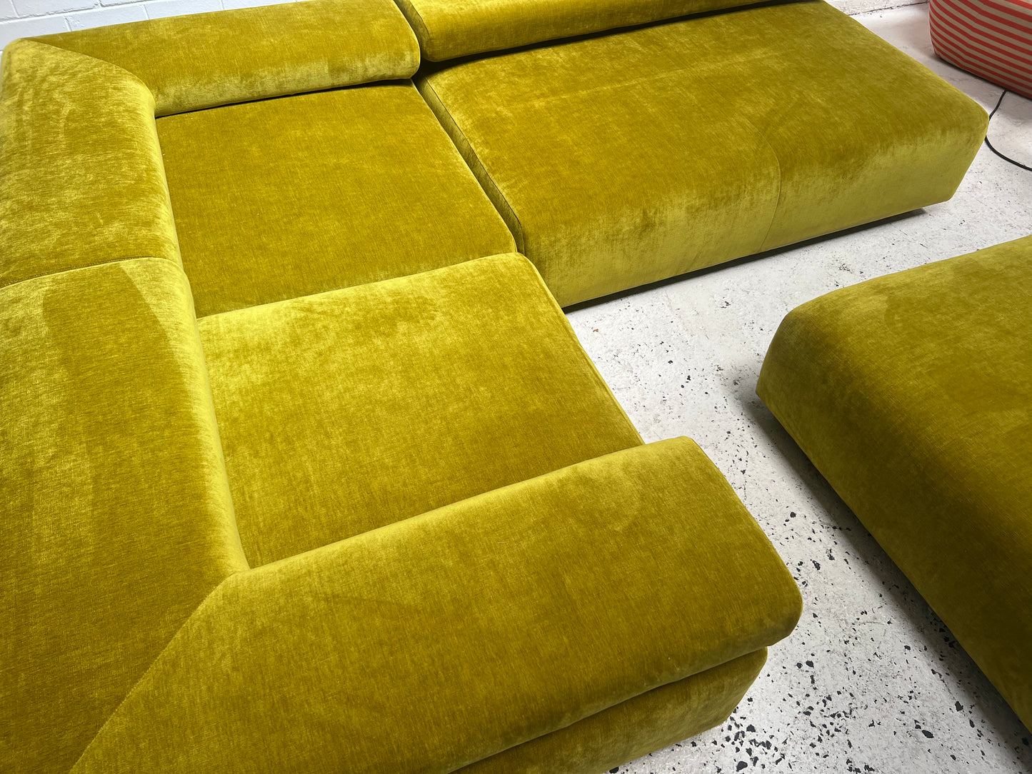 = Bespoke Chartreuse Velvet Modular Sofa Set