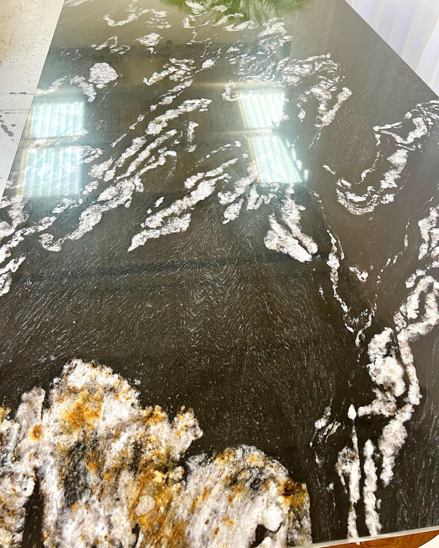 - Custom Marble & Teak Table