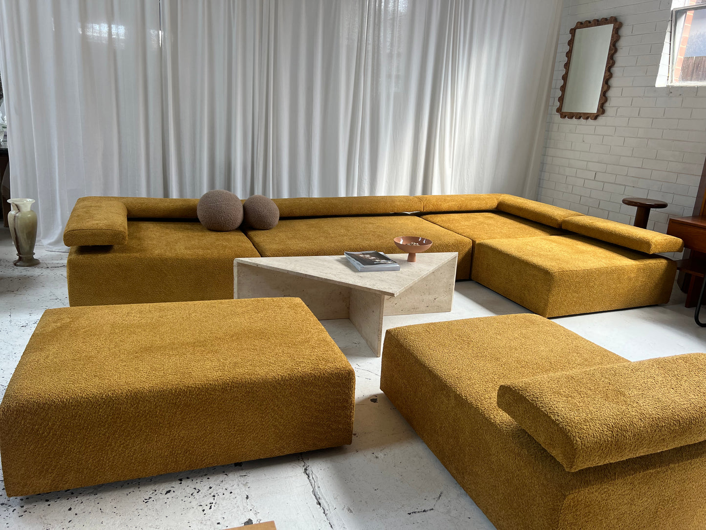 - Bespoke Large Mustard Bouclé Modular Sofa