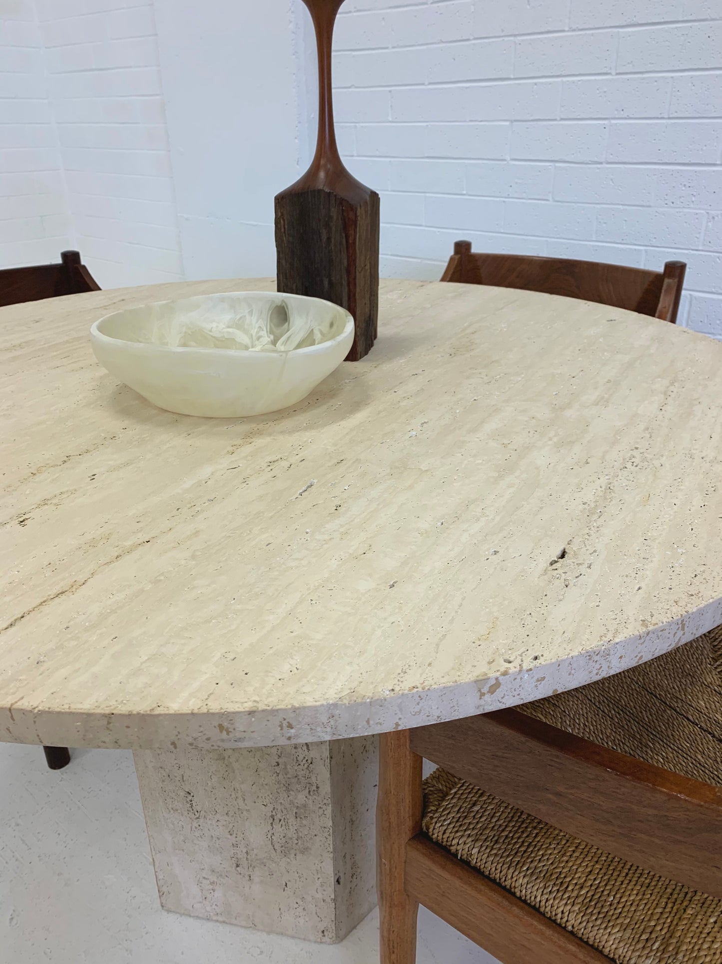 Vintage Unfilled Travertine Dining Table