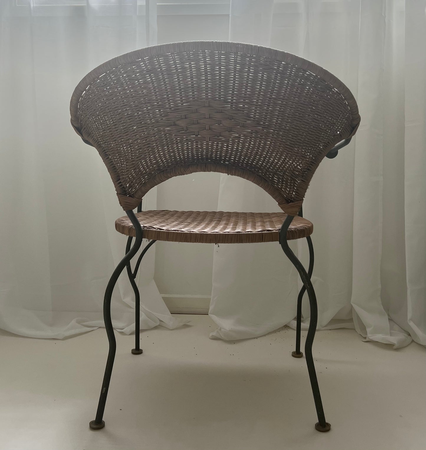 - Curvy Iron and Cane Armchair