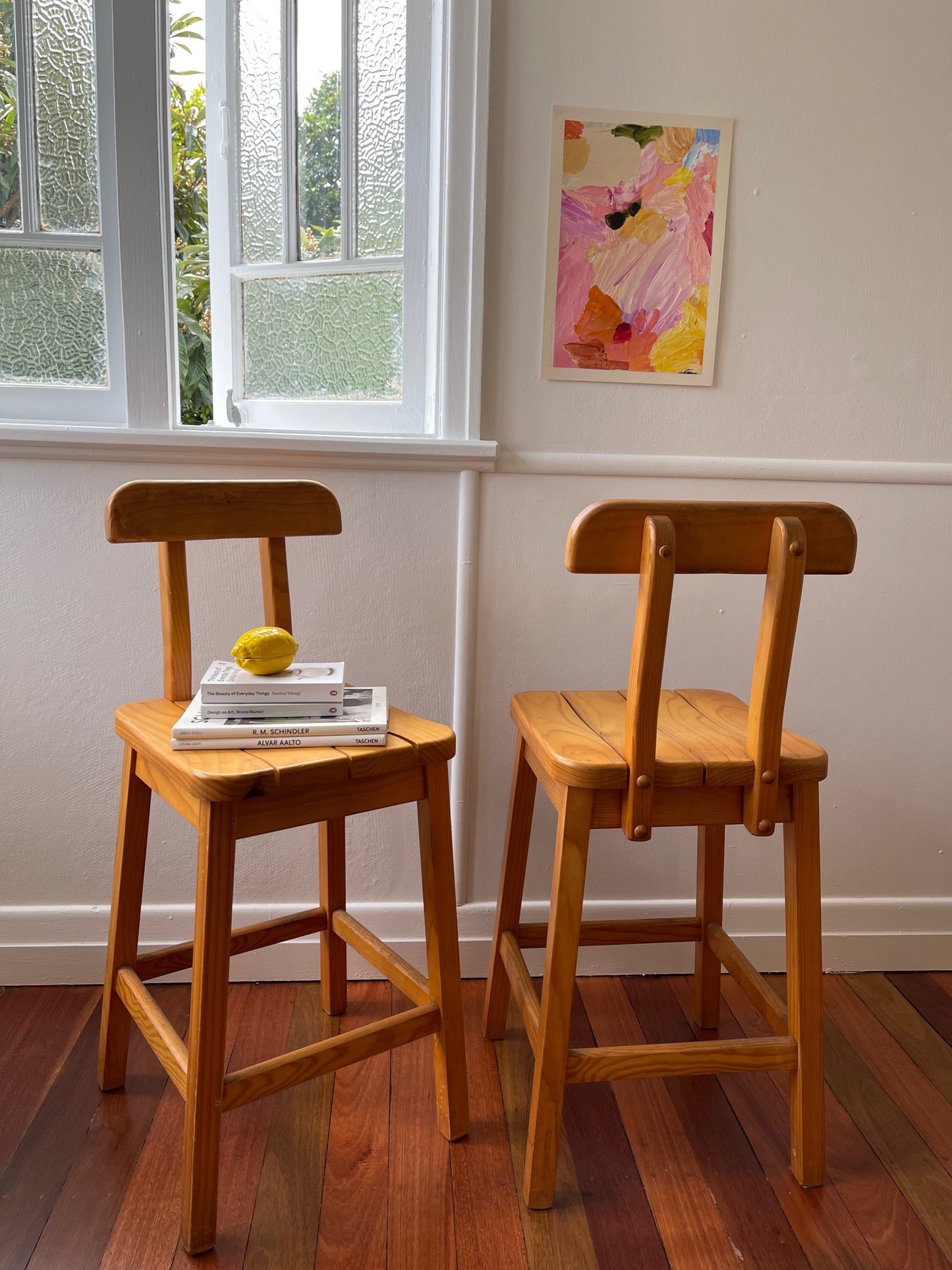 Set of Two Vintage Timber Stools
