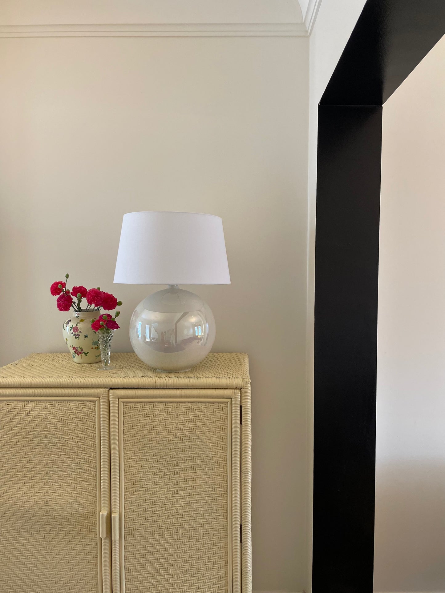 Large Vintage Opalescent Sphere Statement Lamp - Six Available