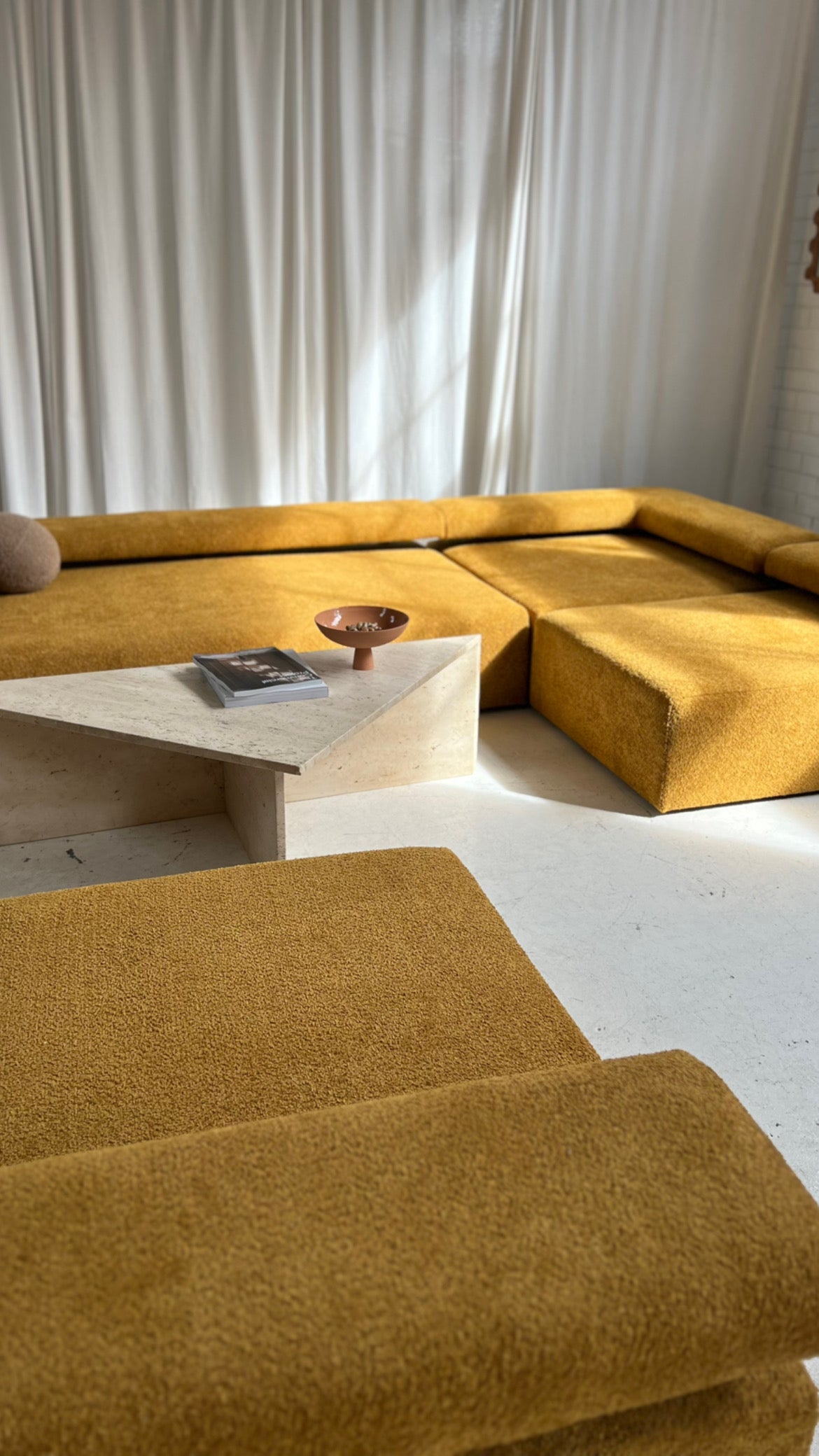 - Bespoke Large Mustard Bouclé Modular Sofa