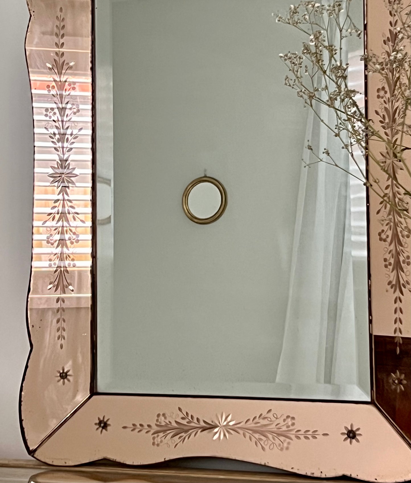 - French 1930s Pink Mirror