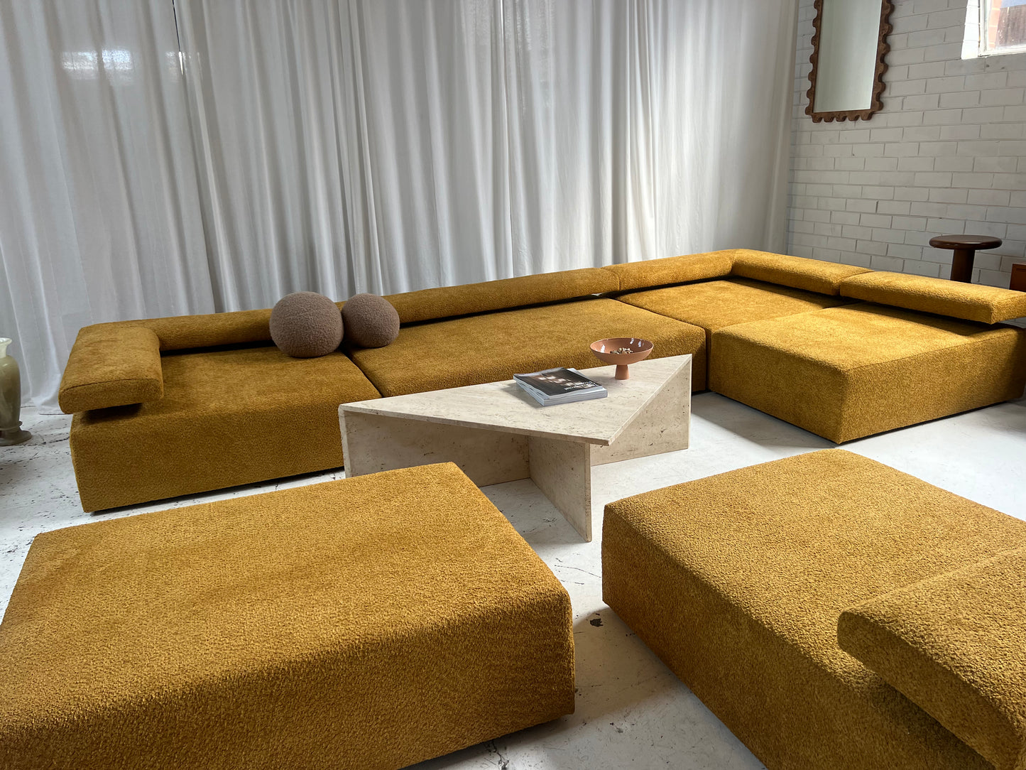 - Bespoke Large Mustard Bouclé Modular Sofa